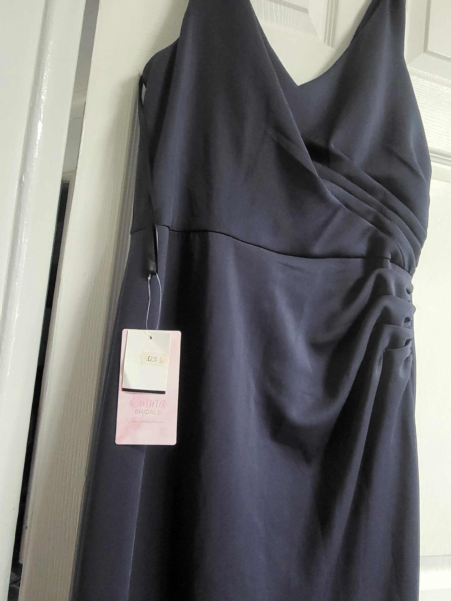 Emma Bridals Navy Blue Ruched Maxi Dress, Emma Bridals, S, New condition — preloved on SilentSale®