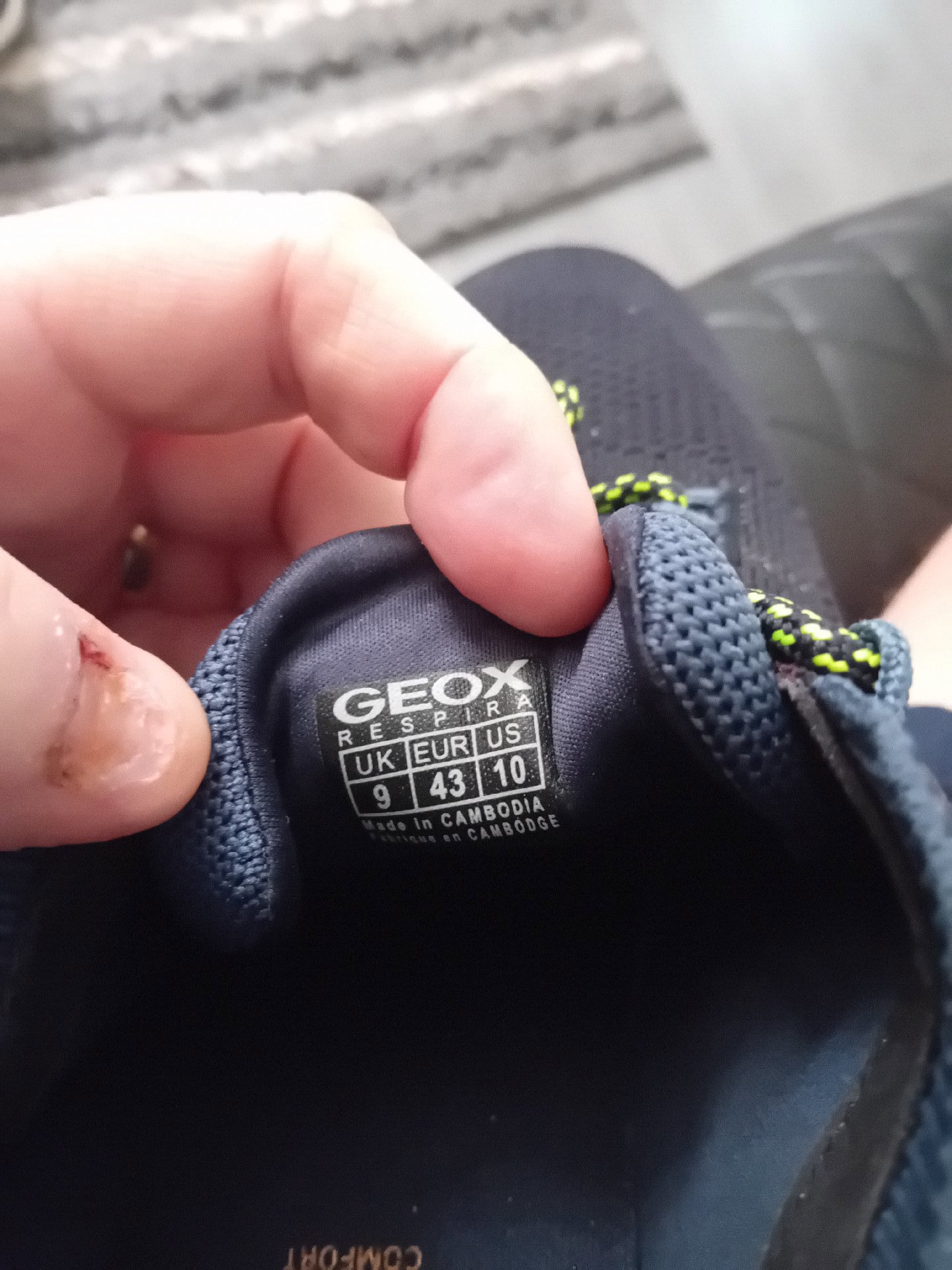 Geox Navy and Yellow Trainers with Green Laces, Geox, 9, Excellent condition — preloved on SilentSale®