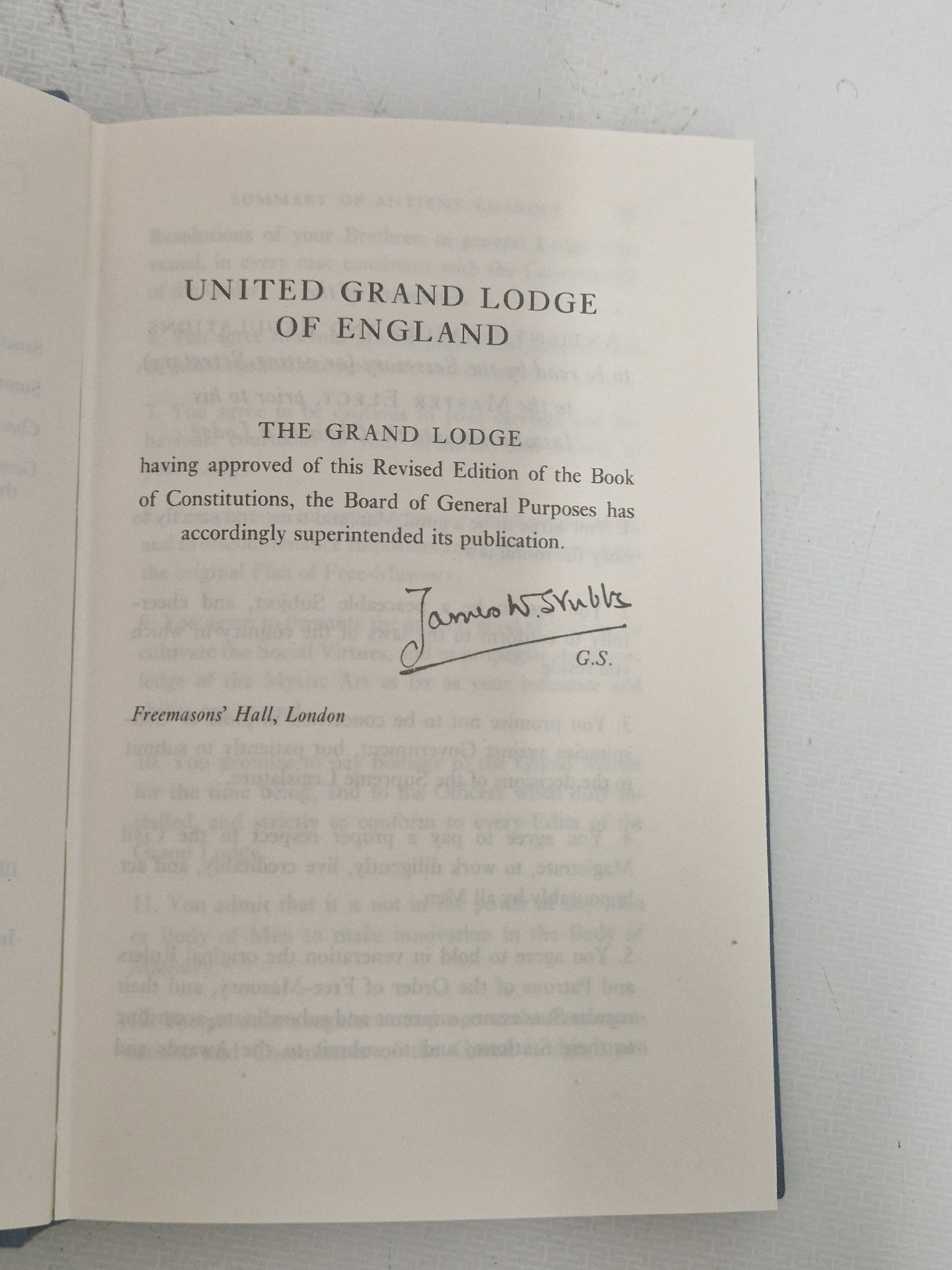 Hardcover book titled 'Constitutions' published by the United Grand Lodge of England, 1970, Lodge, One Size, Excellent condition — preloved on SilentSale®
