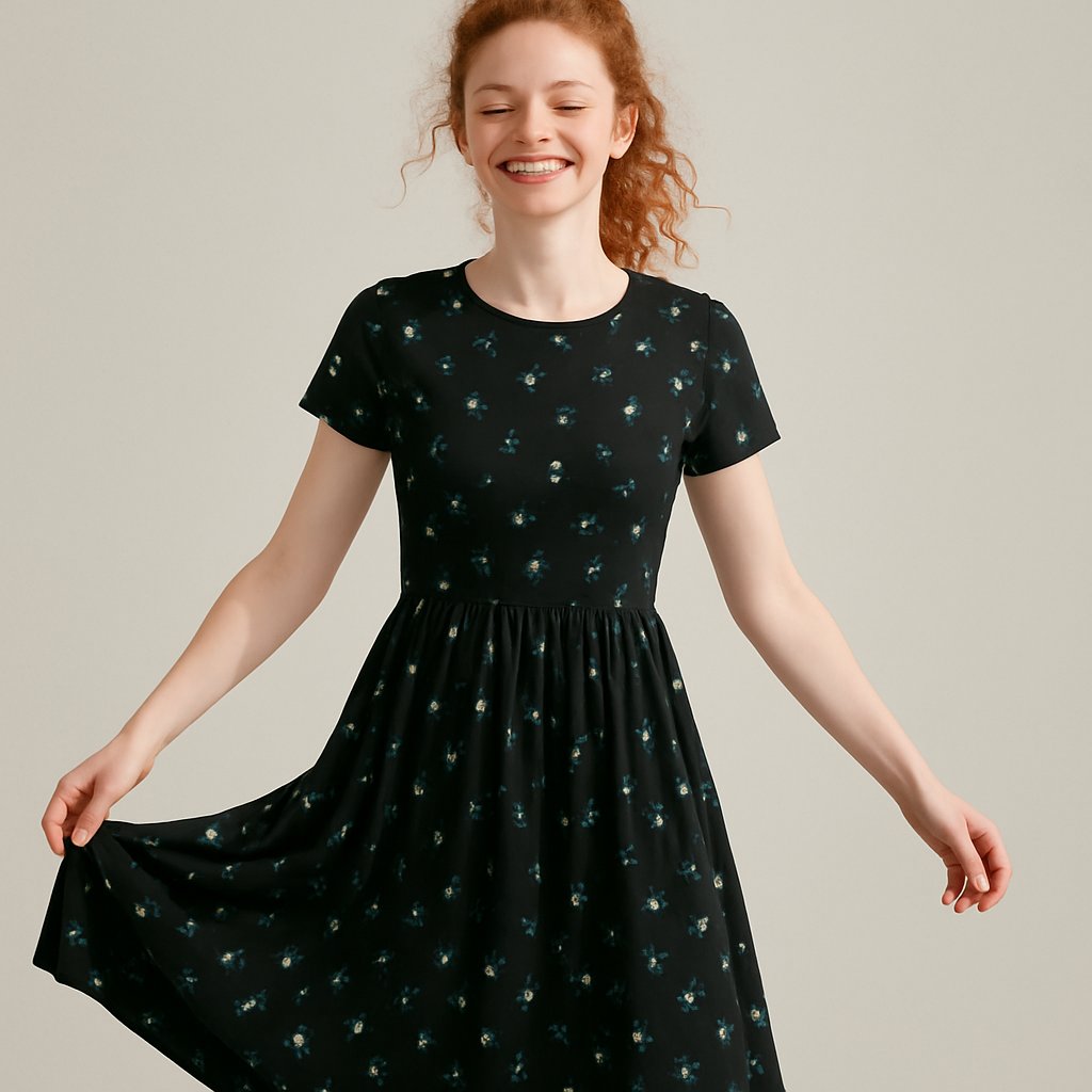 Simply Be Black Floral Short Sleeve Dress – Size 10, Simply Be, 10, New condition — preloved on SilentSale®
