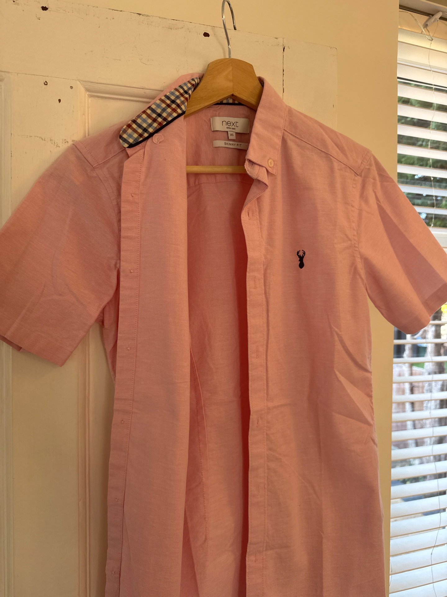 Pink Short Sleeve Button-Down Shirt – Size M, Next, XS, Excellent condition — preloved on SilentSale®