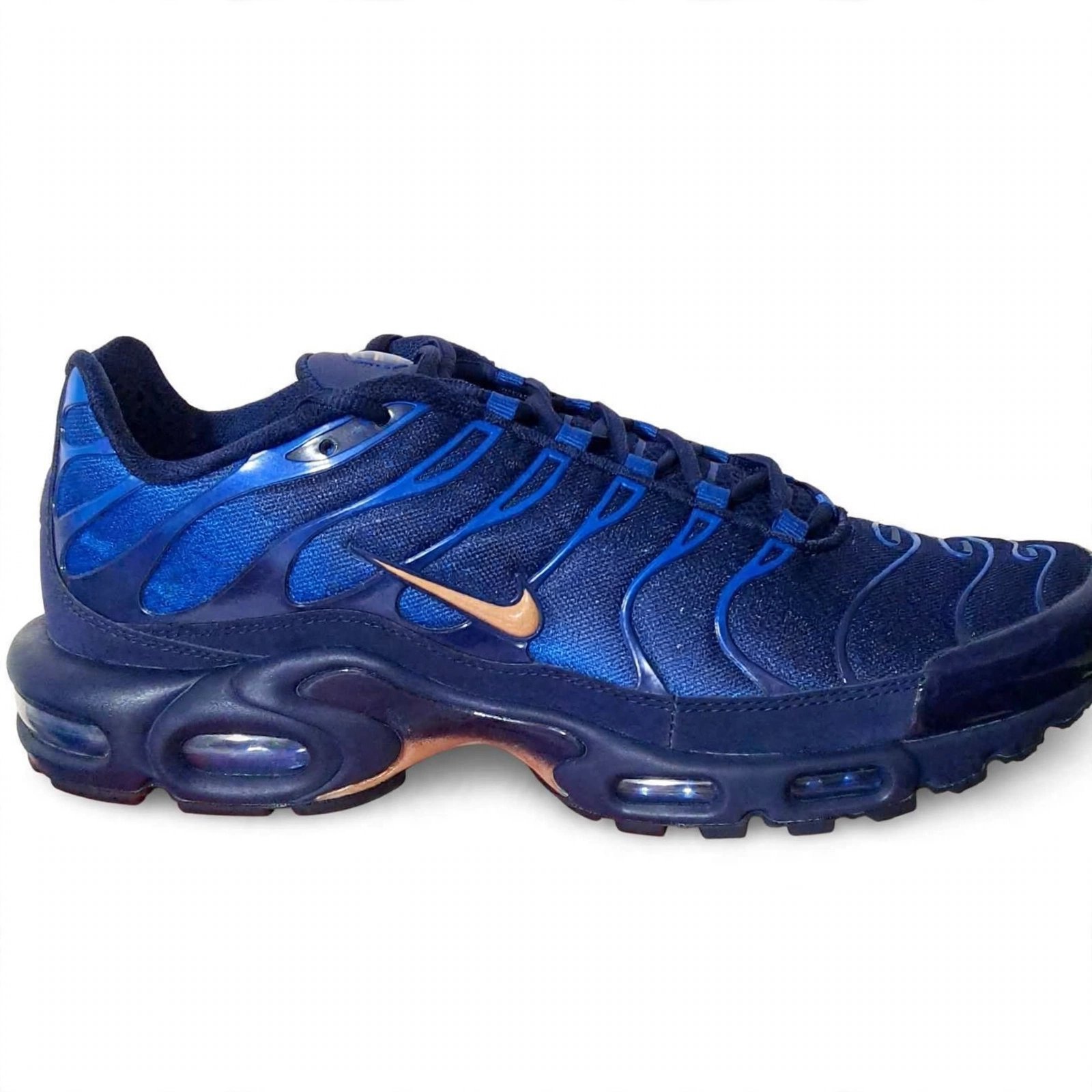 Nike Air Max Plus Trainers Blue Multi UK 12 / US 13, Nike, 12, New condition — preloved on SilentSale®