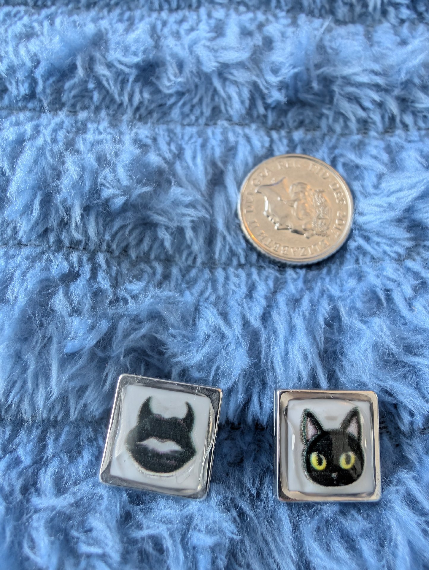 Cute Cat Face and Devil Horns Enamel Cufflinks, Unbranded, One Size, New condition — preloved on SilentSale®
