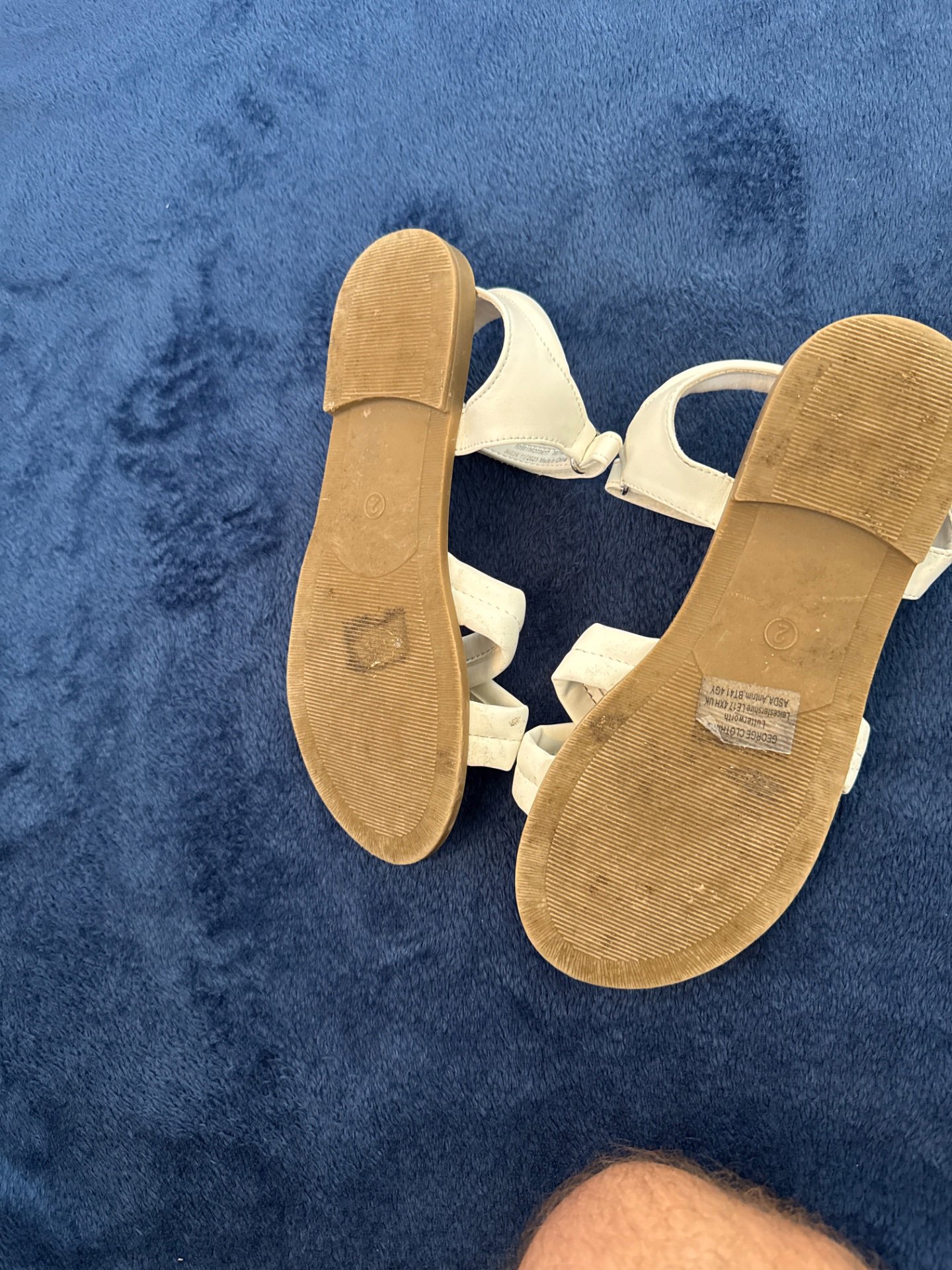 Girls White Strappy Sandals, George, 1.5, Excellent condition — preloved on SilentSale®