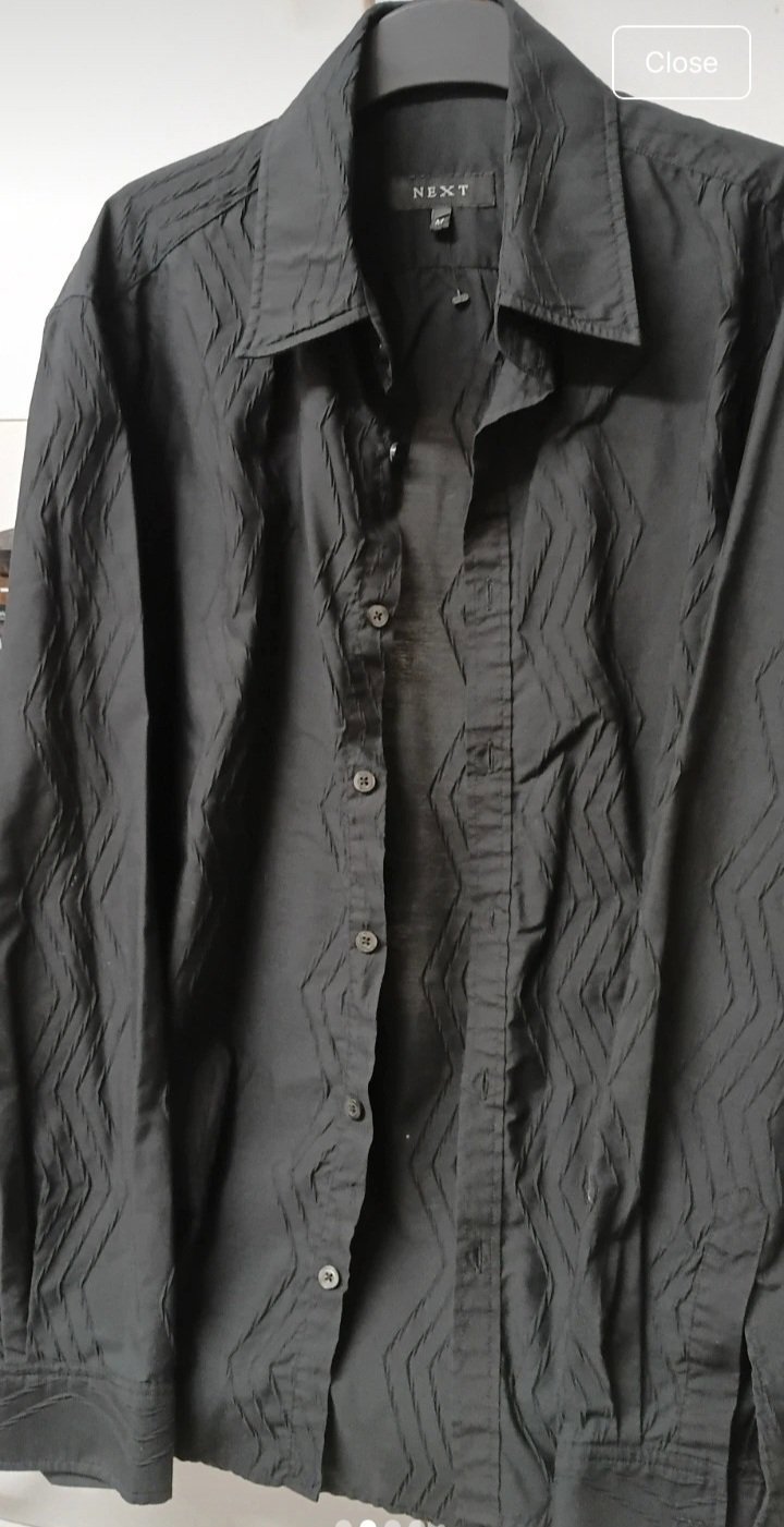 Next Black Textured Long Sleeve Shirt – Size M, Next, M, Excellent condition — preloved on SilentSale®