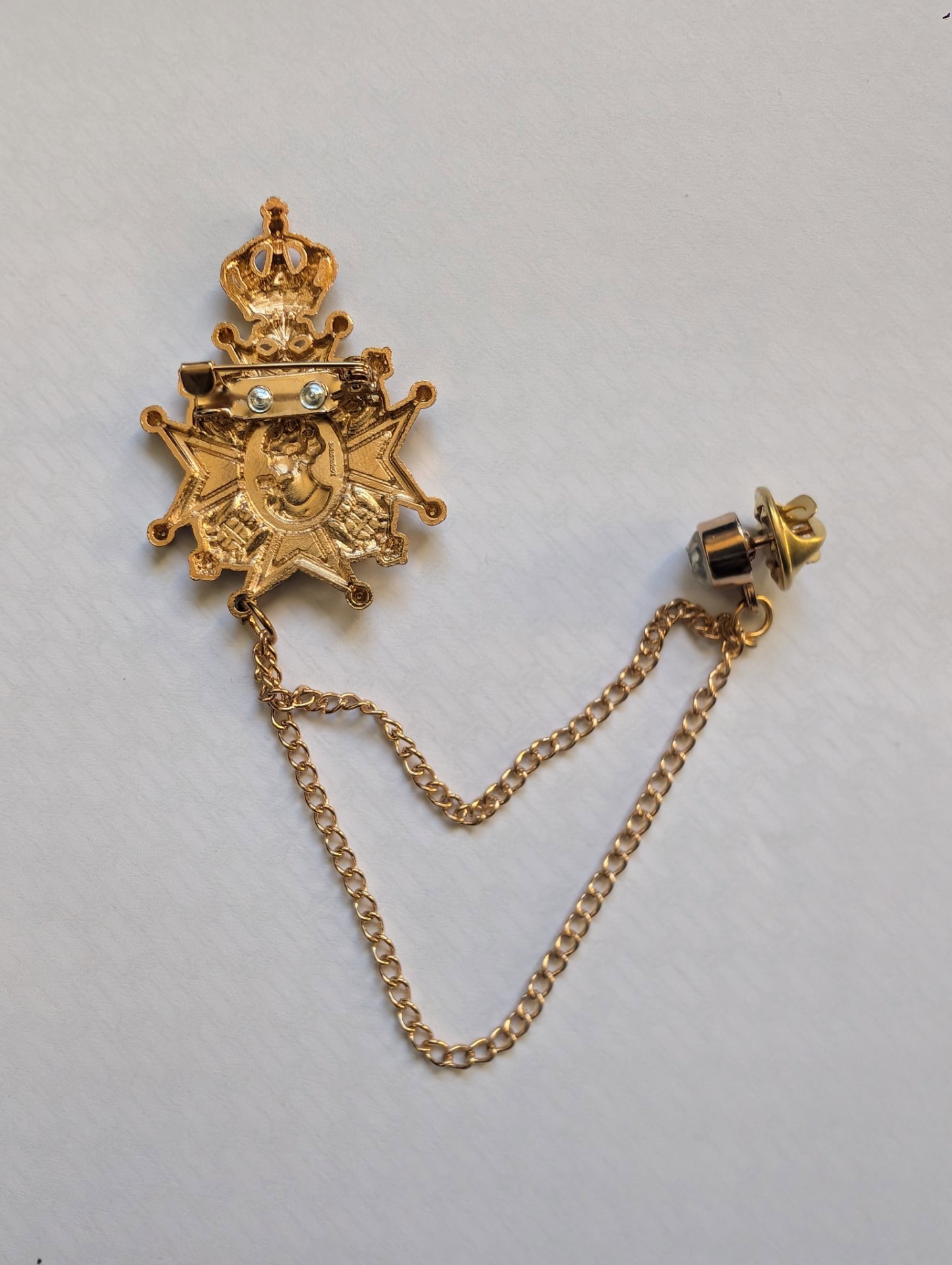 Knighthood Gold Cross Accessories Lapel Pin, with Chain and Boxed, Knighthood, One Size, Excellent condition — preloved on SilentSale®