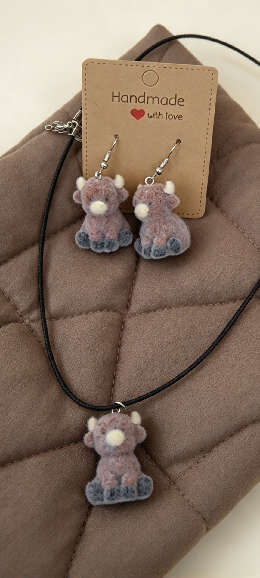 Handmade Cute Bull Necklace And Earrings Set, Other, One Size, Excellent condition — preloved on SilentSale®