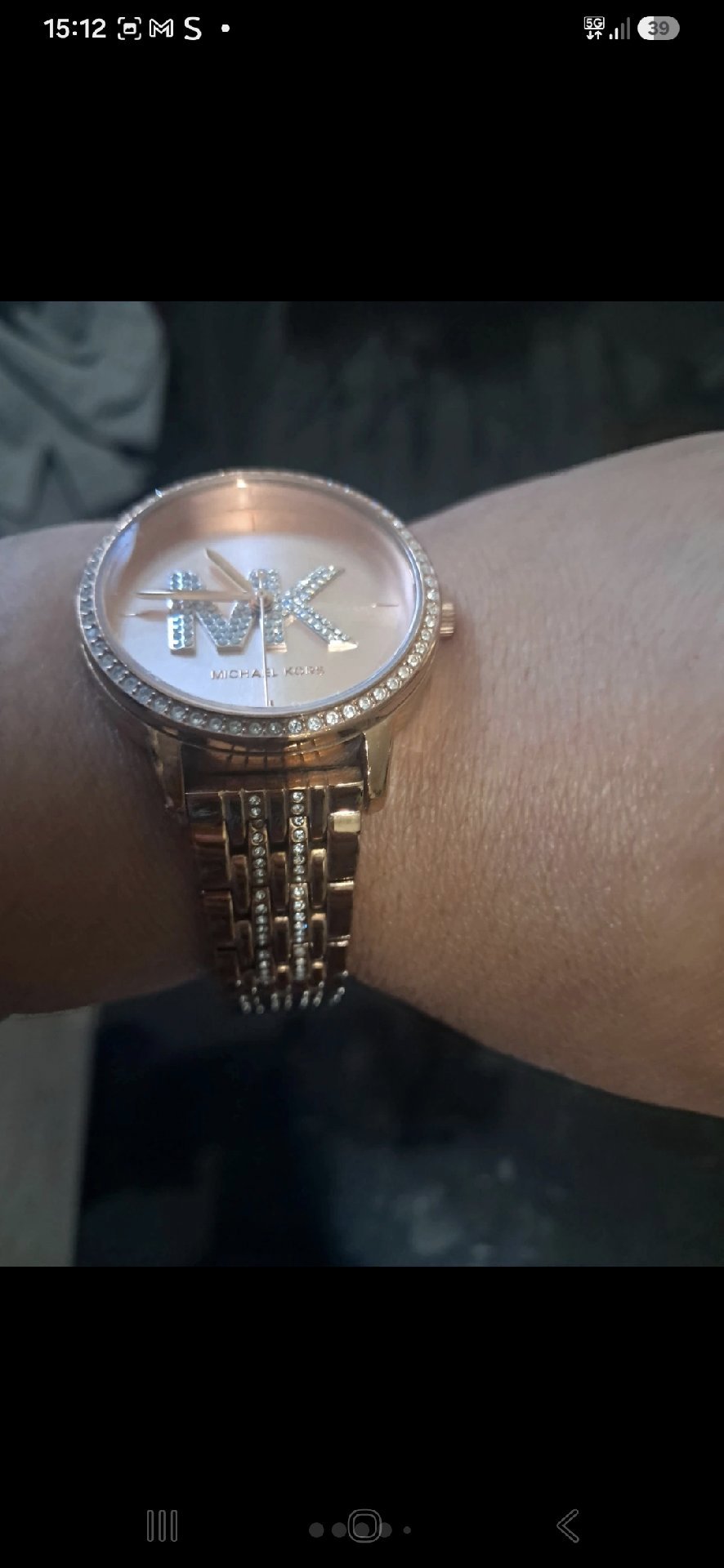 Michael Kors Rose Gold Tone Crystal Logo Bracelet Watch, Michael Kors, One Size, Excellent condition — preloved on SilentSale®