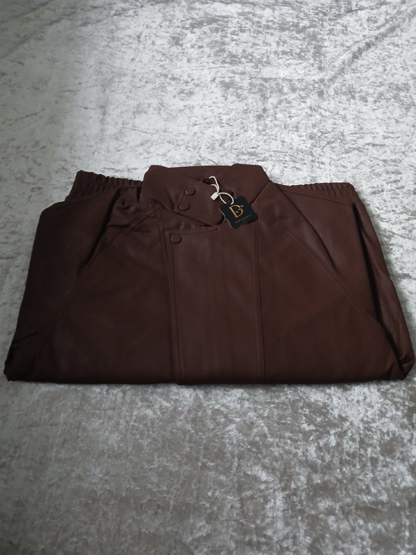 Men's Brown Faux Leather Bomber Jacket — Size M, Unbranded, M, New condition — preloved on SilentSale®