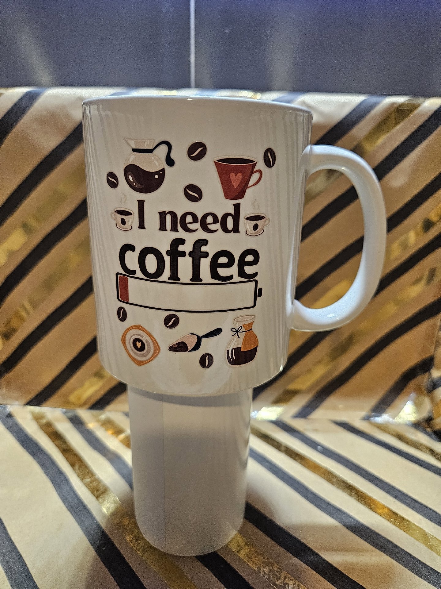 White Ceramic Coffee Mug with 'I Need Coffee' Print, Unbranded, One Size, New condition — preloved on SilentSale®