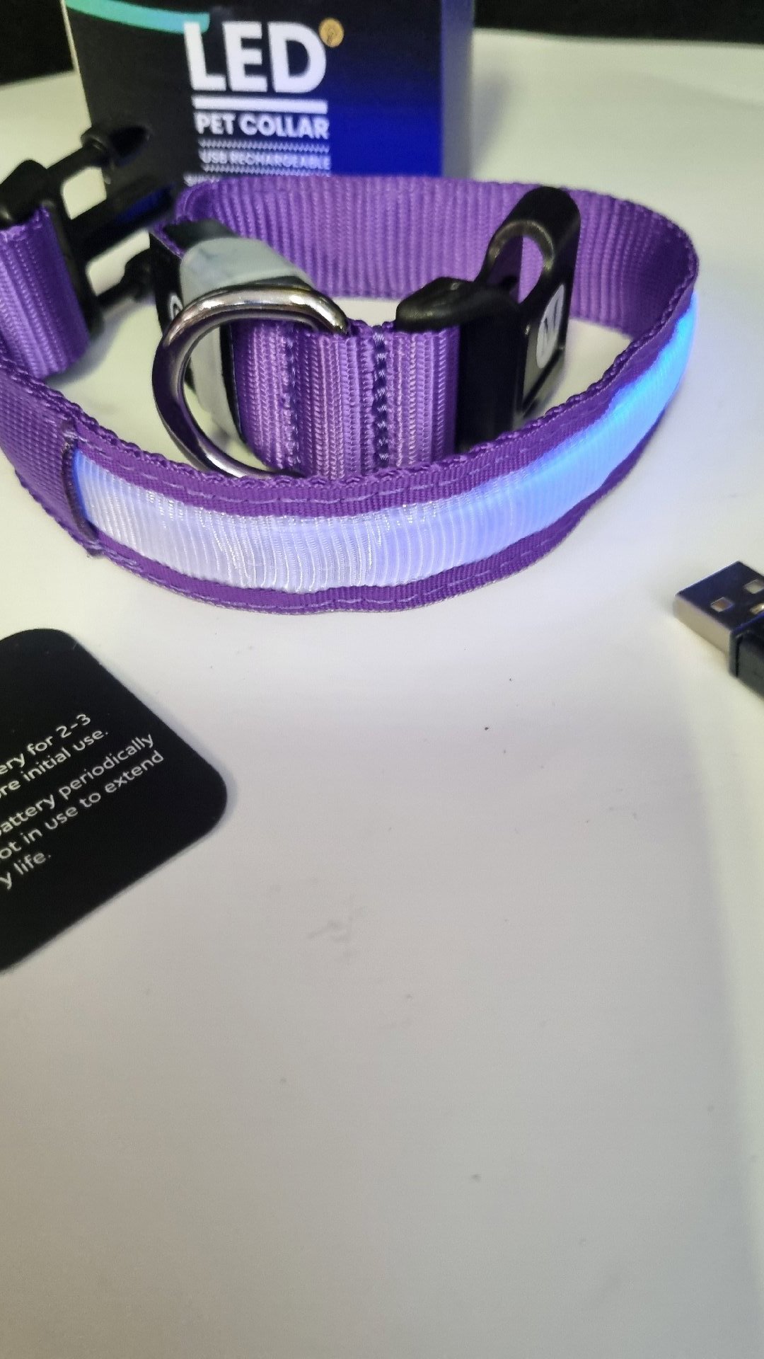 Led pet collar, rechargeable   multicolour size M, PcEoTllar, M, New condition — preloved on SilentSale®