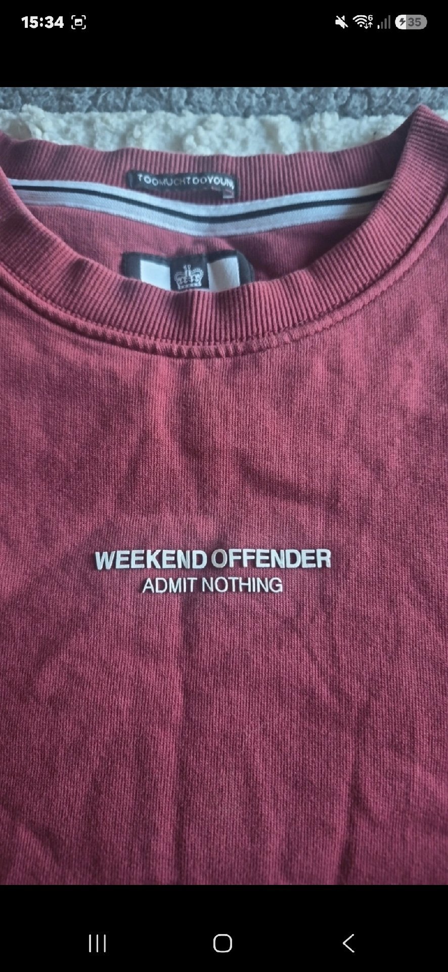 Weekend Offender Red Admit Nothing Sweatshirt – Large, Weekend Offender, L, Excellent condition — preloved on SilentSale®