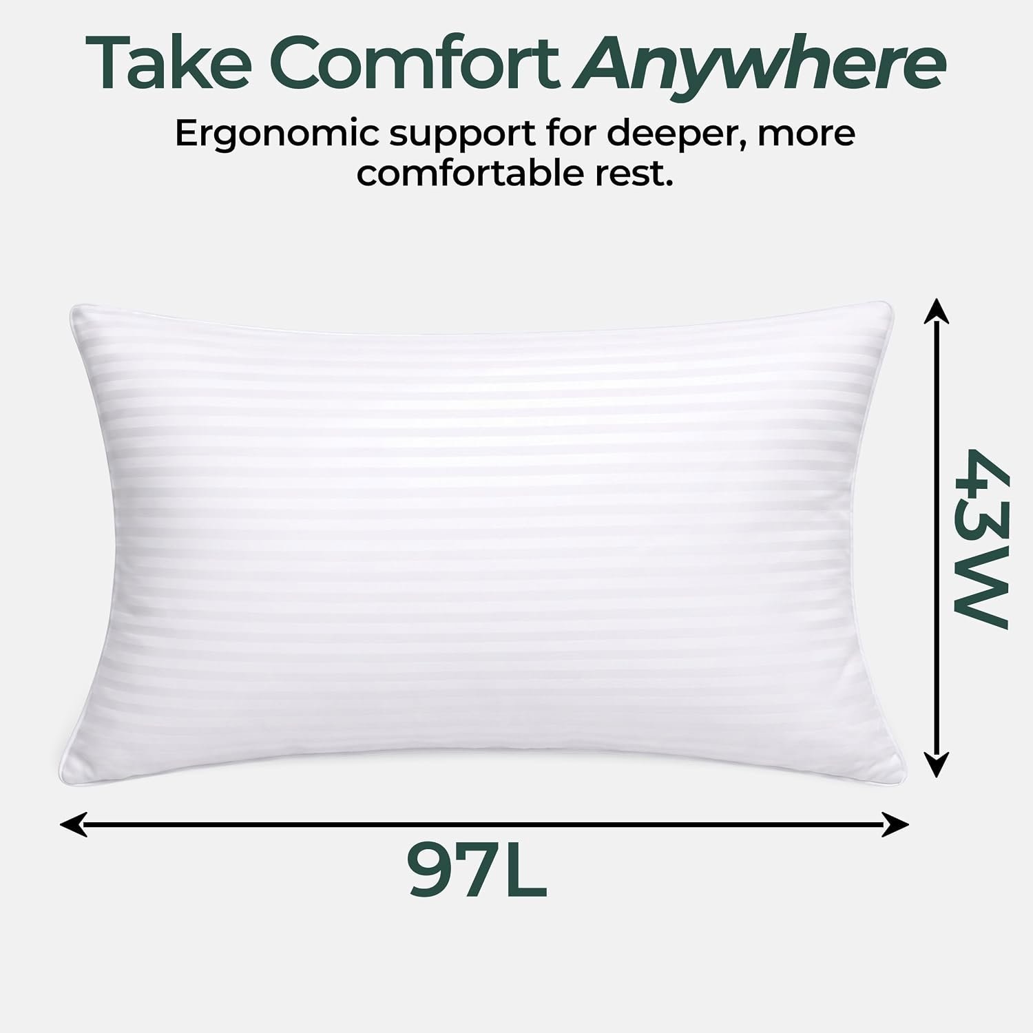 Shredded Memory Foam Pillows Soft Supportive Bed Pillow with Striped Cover 48x74 cm Pair, Unbranded, One Size, New condition — preloved on SilentSale®