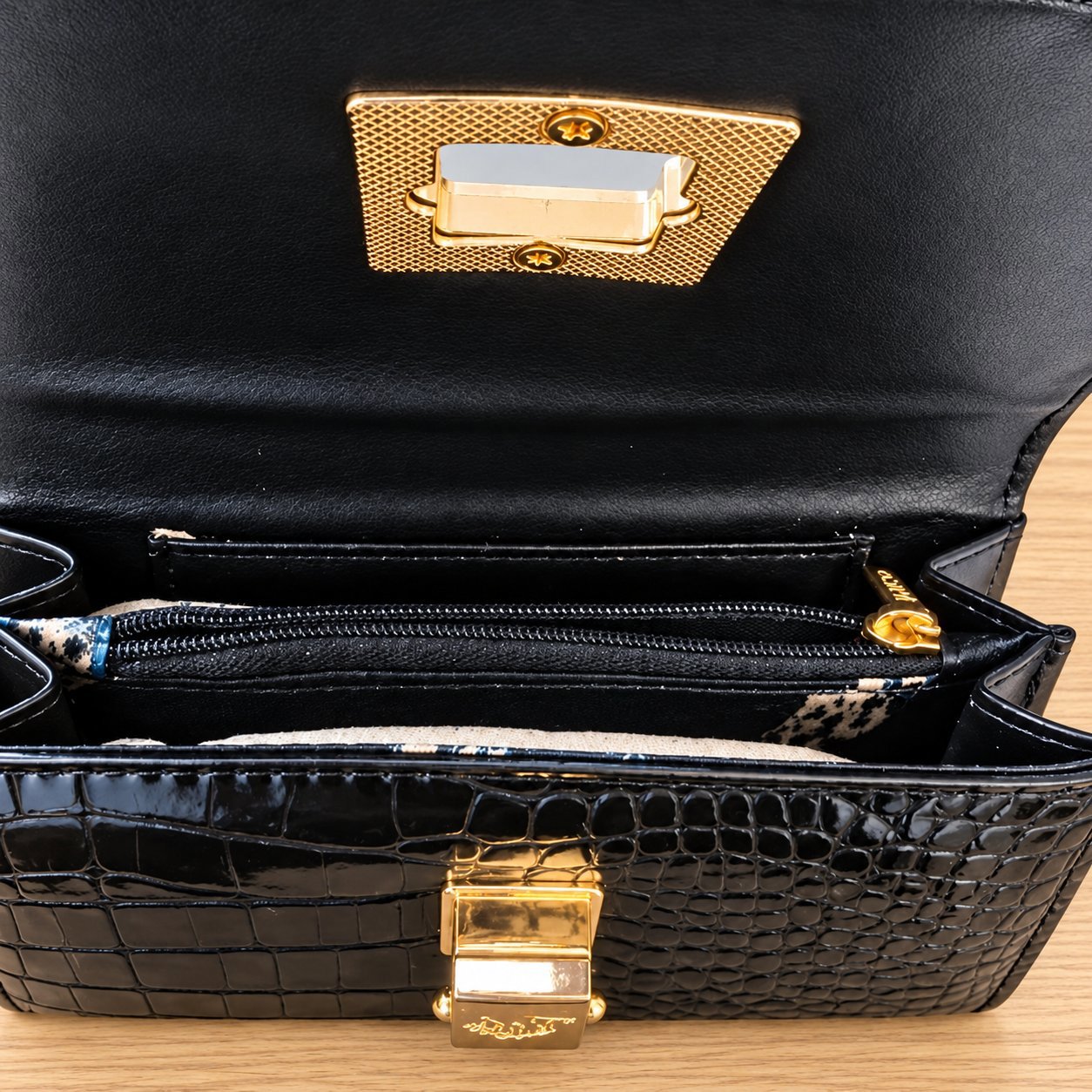 U.S. Polo Assn. Black Croc Effect Flap Wallet, U.S. Polo Assn, One Size, New condition — preloved on SilentSale®