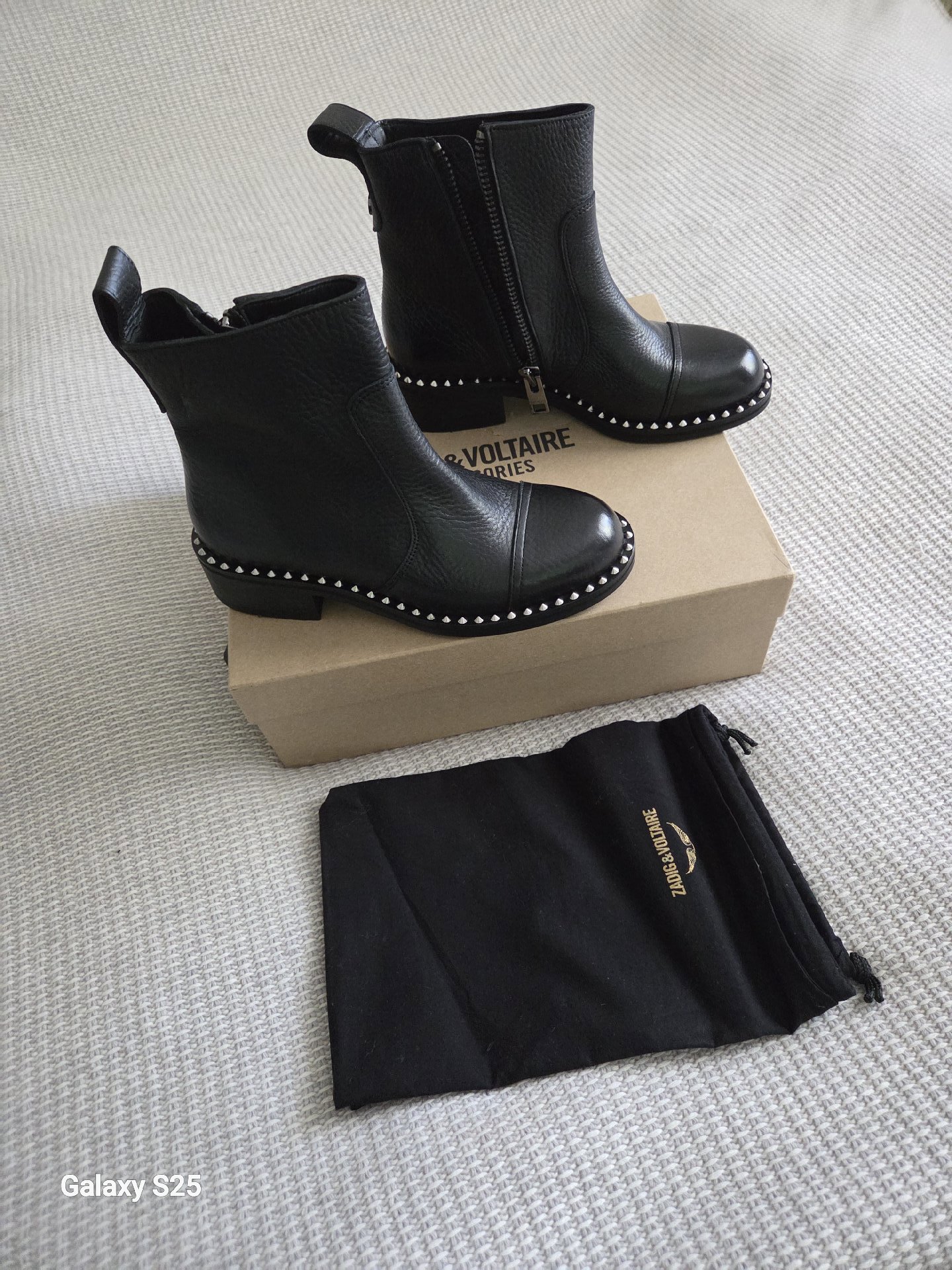 Zadig & Voltaire Black Leather Studded Ankle Boots – UK 3, Zadig & Voltaire, 3, New condition — preloved on SilentSale®