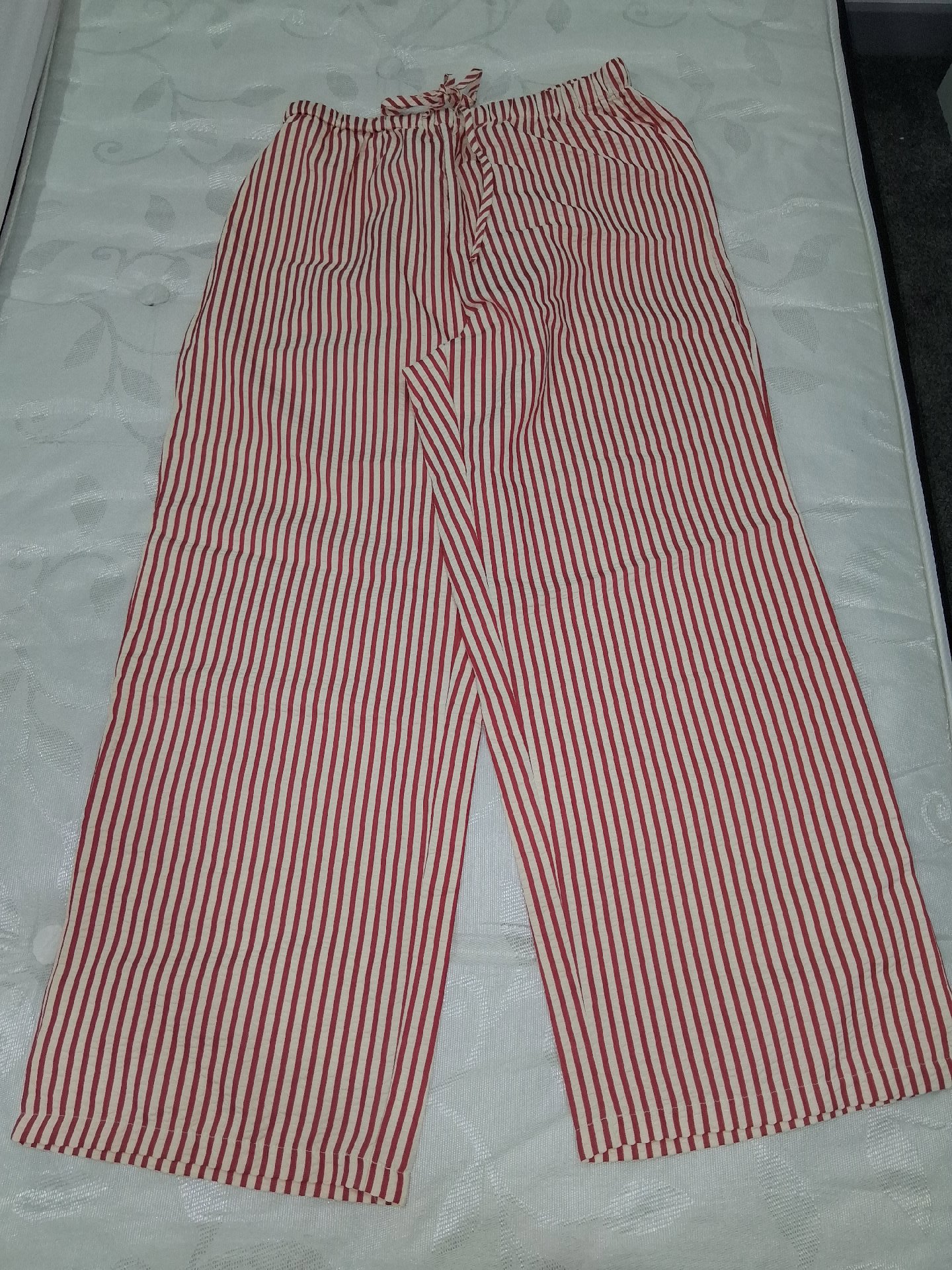 Red and White Striped Wide Leg Trousers, Red, 18, New condition — preloved on SilentSale®