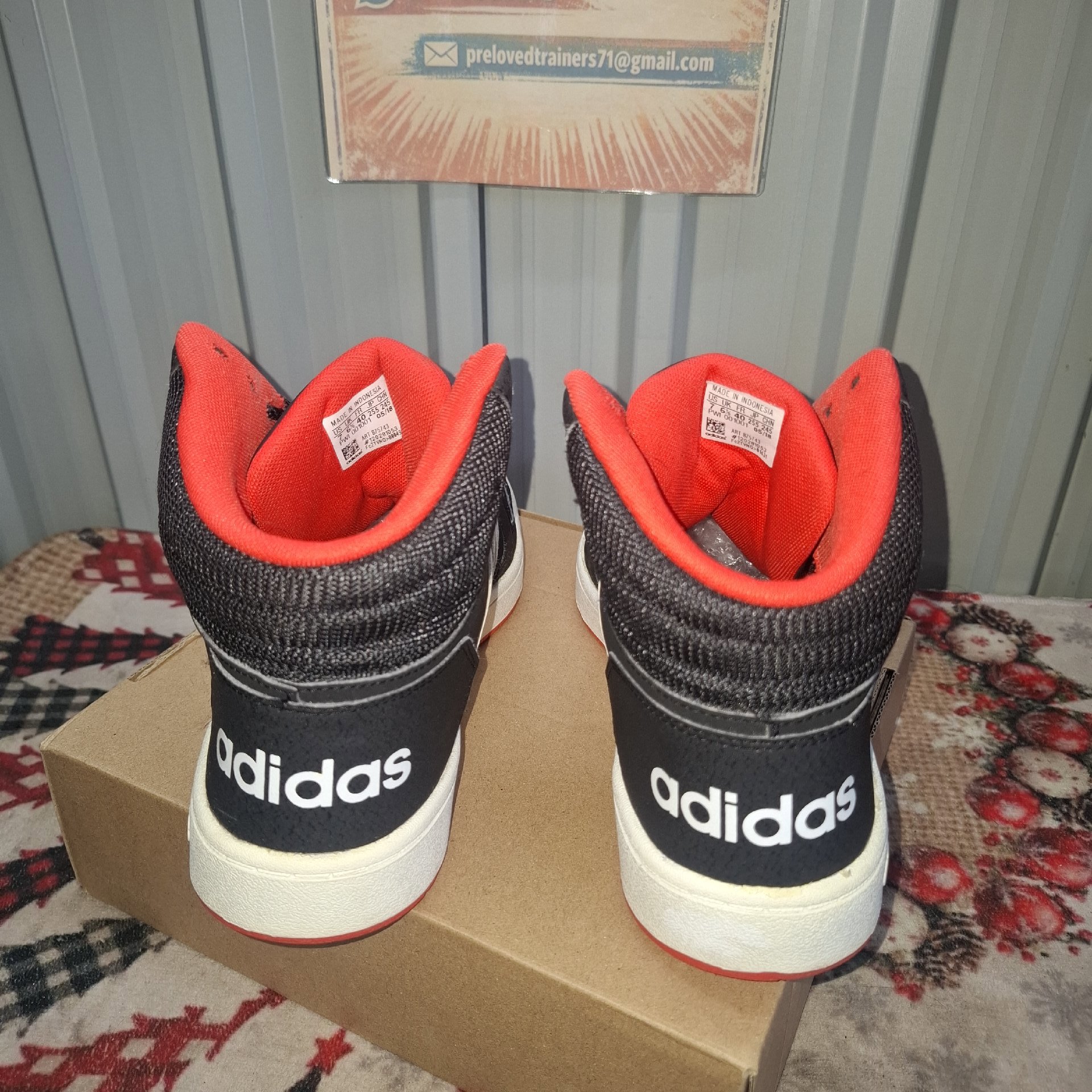 Adidas Black White Red Trainers UK 6.5, Adidas, 6.5, Excellent condition — preloved on SilentSale®