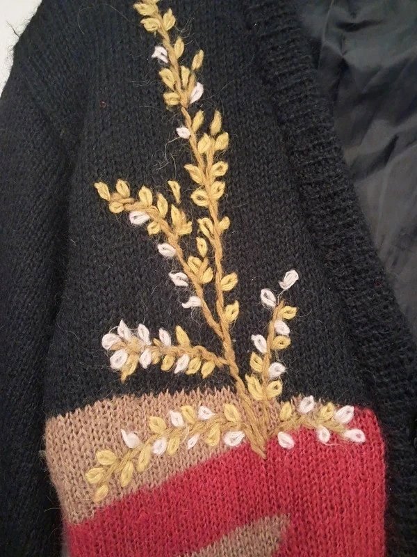 Vintage Teshuhuang Knitted Embroidered Cardigan - Boho Wearable Art, TESHUHUANG, XXL / UK 24-26, Excellent condition — preloved on SilentSale®