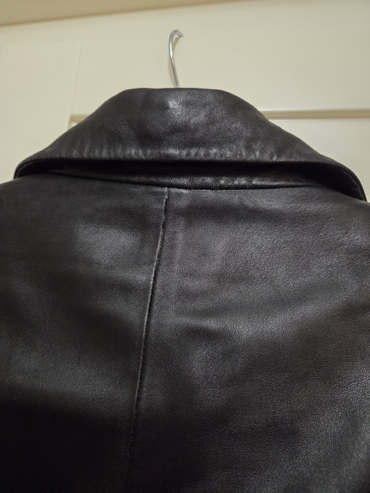 Marks & Spencer Black Leather Longline Jacket – Size 10, Marks & Spencer, S (50-52cm), Excellent condition — preloved on SilentSale®