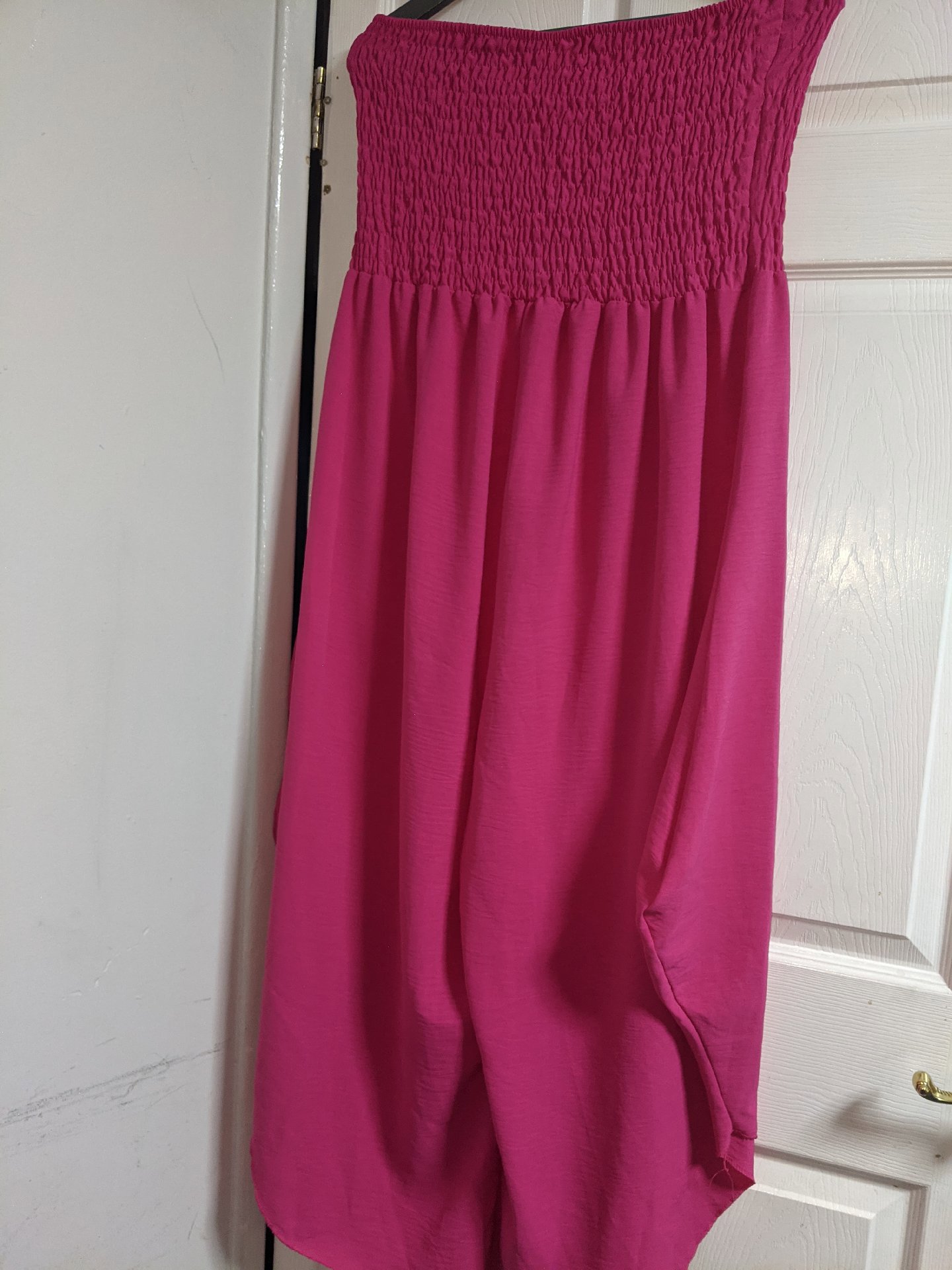Pink Strapless Smocked Jumpsuit, made in Italy, L, Excellent condition — preloved on SilentSale®