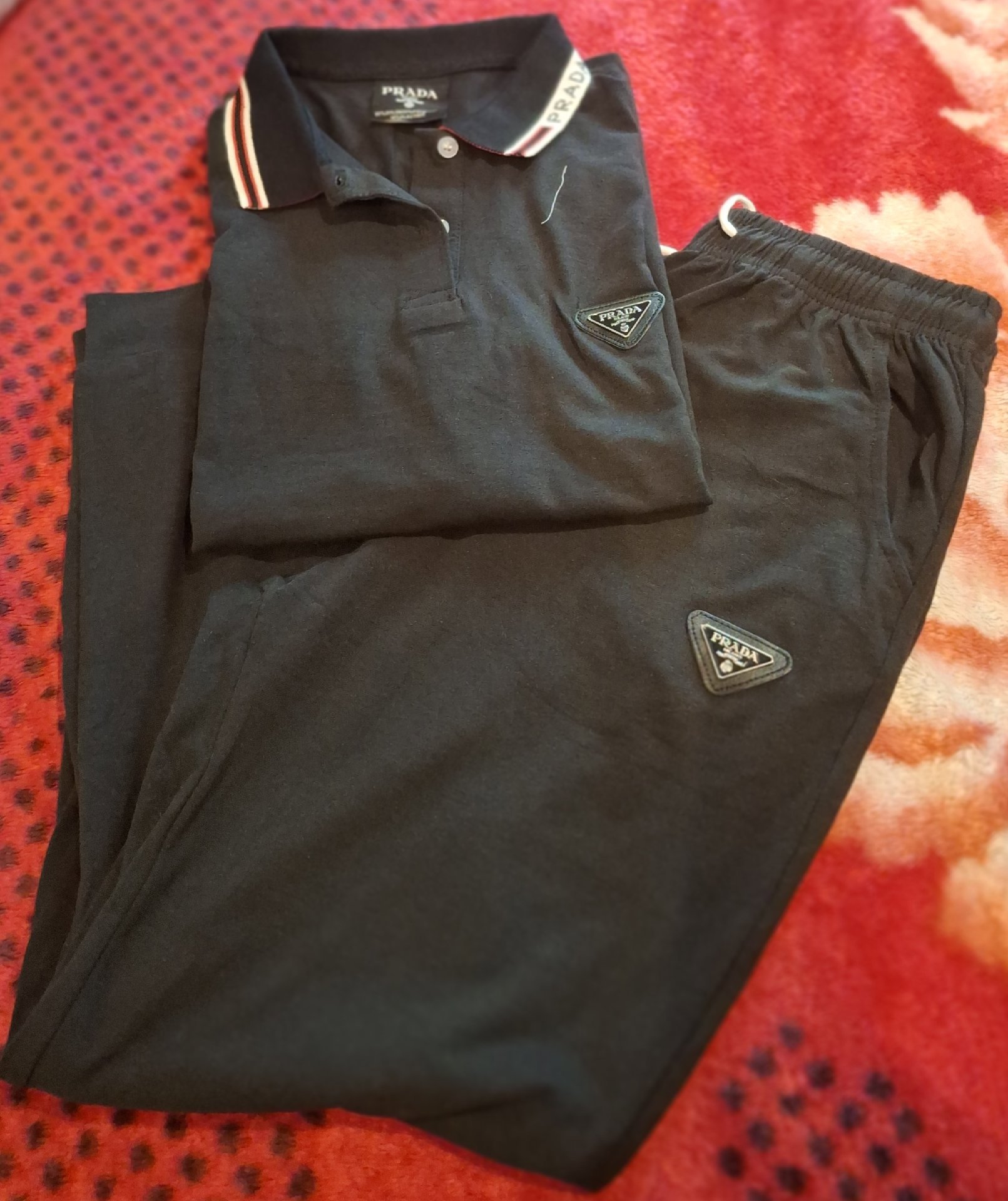 Prada Black Polo Shirt and Joggers Set, Prada, L, Excellent condition — preloved on SilentSale®