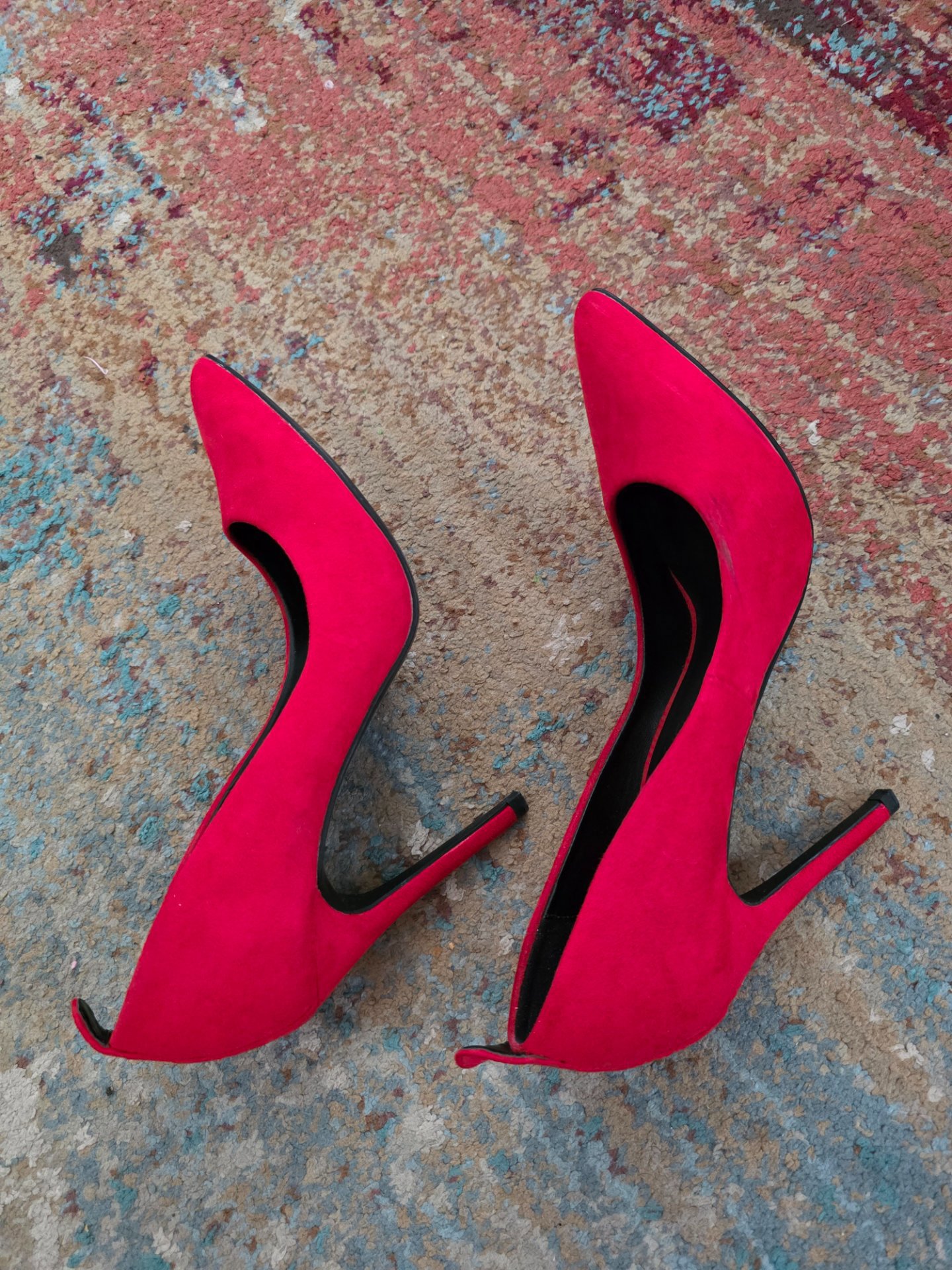 Red Suede Bershka Effect High Heel Court Shoes, Bershka, 4, Excellent condition — preloved on SilentSale®