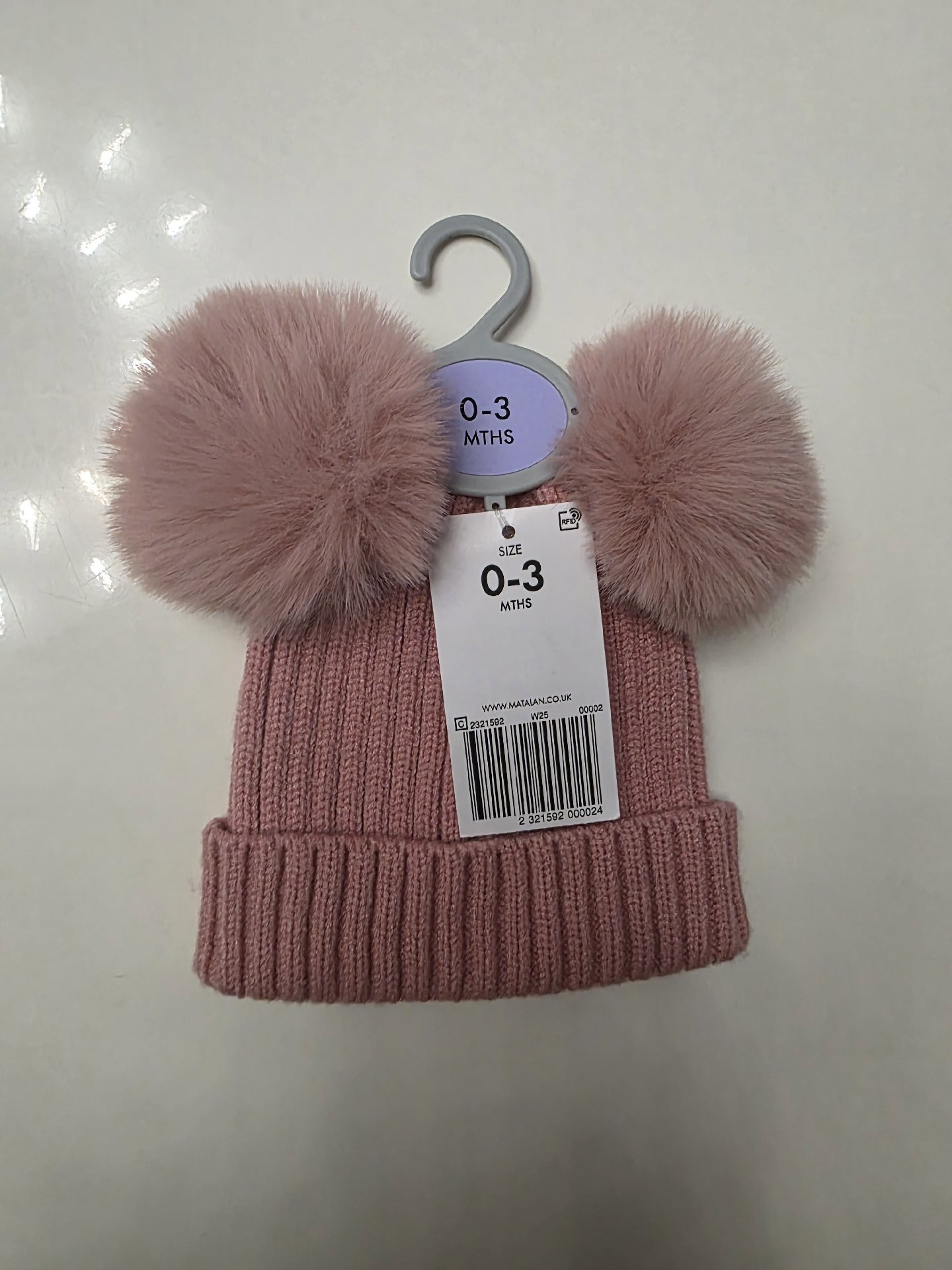 Baby Pink Double Pom-Pom Knit Beanie (0-3 Months), Baby, 0-3M, New condition — preloved on SilentSale®