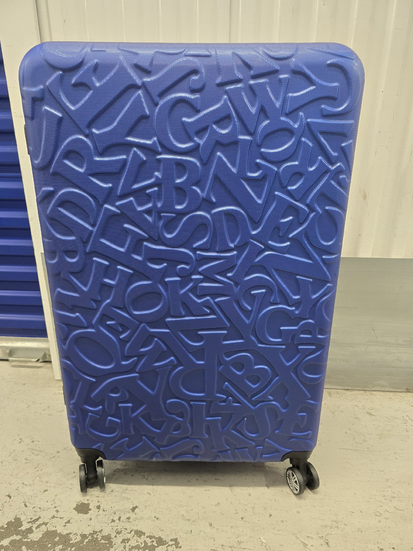 32 inches XL Blue Hard Shell Suitcase with Alphabet Pattern, lancsports, Extra Large, New condition — preloved on SilentSale®