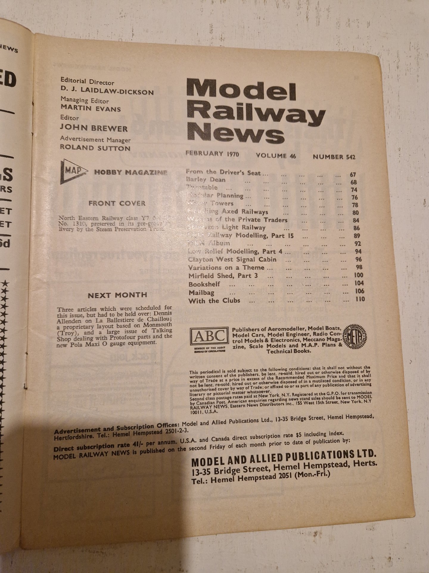 February 1970 issue of 'Model Railway News' hobby magazine, Ian Allan, Paperback, Excellent condition — preloved on SilentSale®