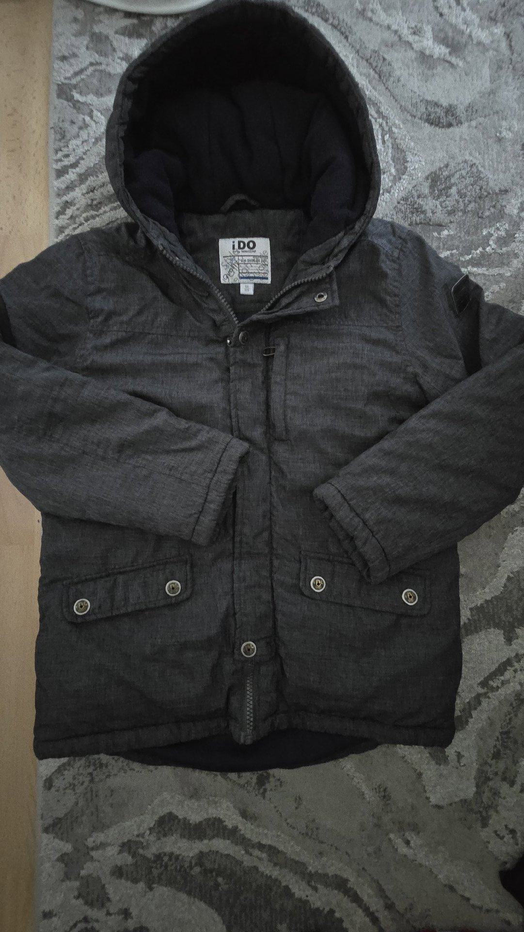 iDO Grey Hooded Padded Jacket – Size 8Y, iDO, 8 years, Like New condition — preloved on SilentSale®