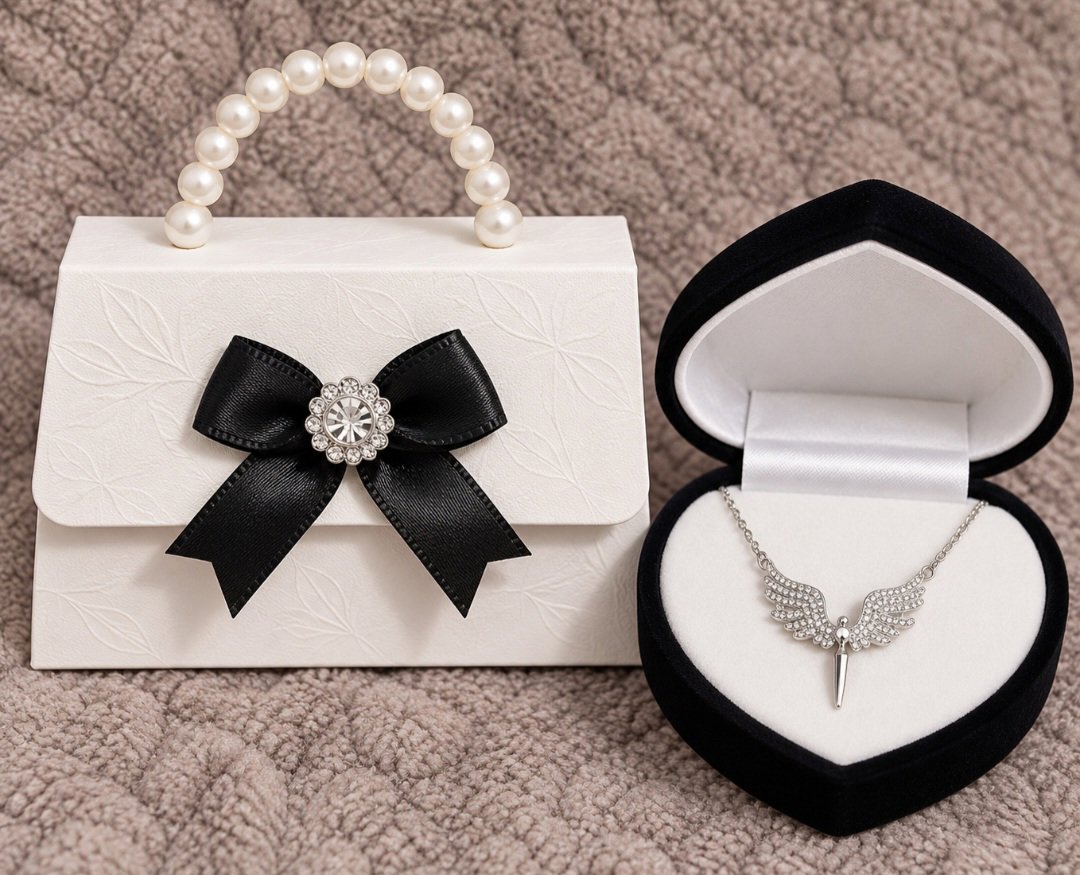 Elegant Gift Set – White Mini Handbag & Angel Wing Necklace 🤍, Unbranded, One Size, New condition — preloved on SilentSale®