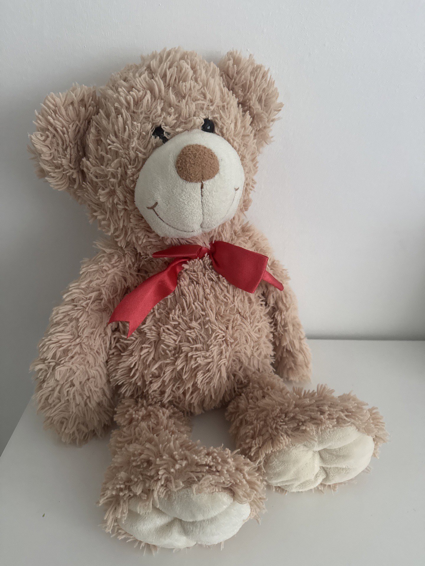 Brown Plush Teddy Bear Soft Toy with Red Bow, Red, 18-24M, Excellent condition — preloved on SilentSale®