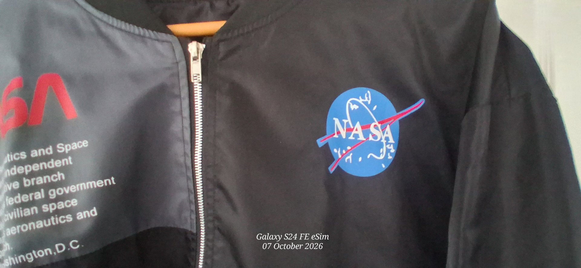 NASA Black Bomber Jacket with Patches and Orange Stripe 4XL, NASA, 4XL, Excellent condition — preloved on SilentSale®