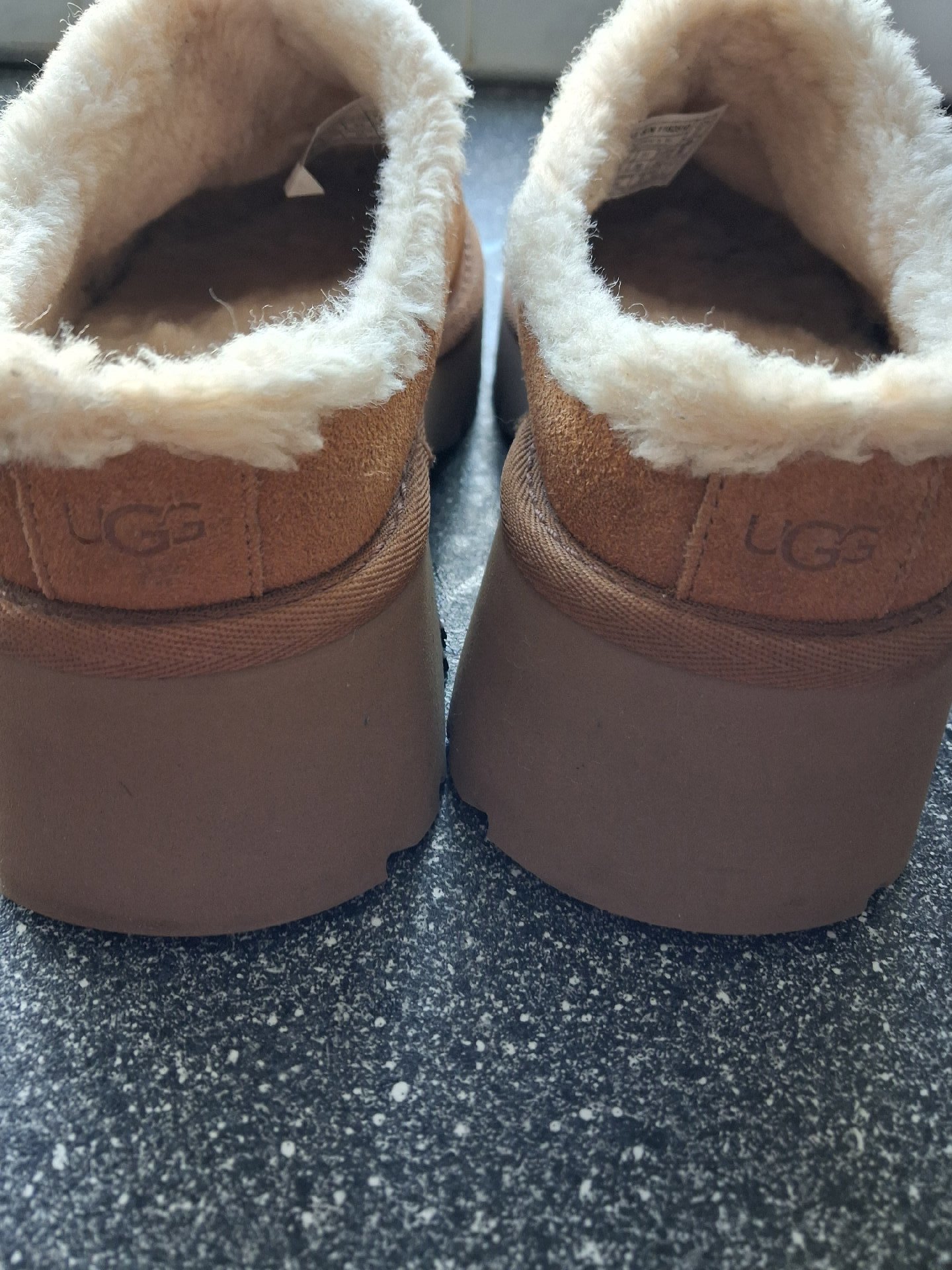UGG Brown Suede Sheepskin Lined Slippers, UGG, 5, Like New condition — preloved on SilentSale®