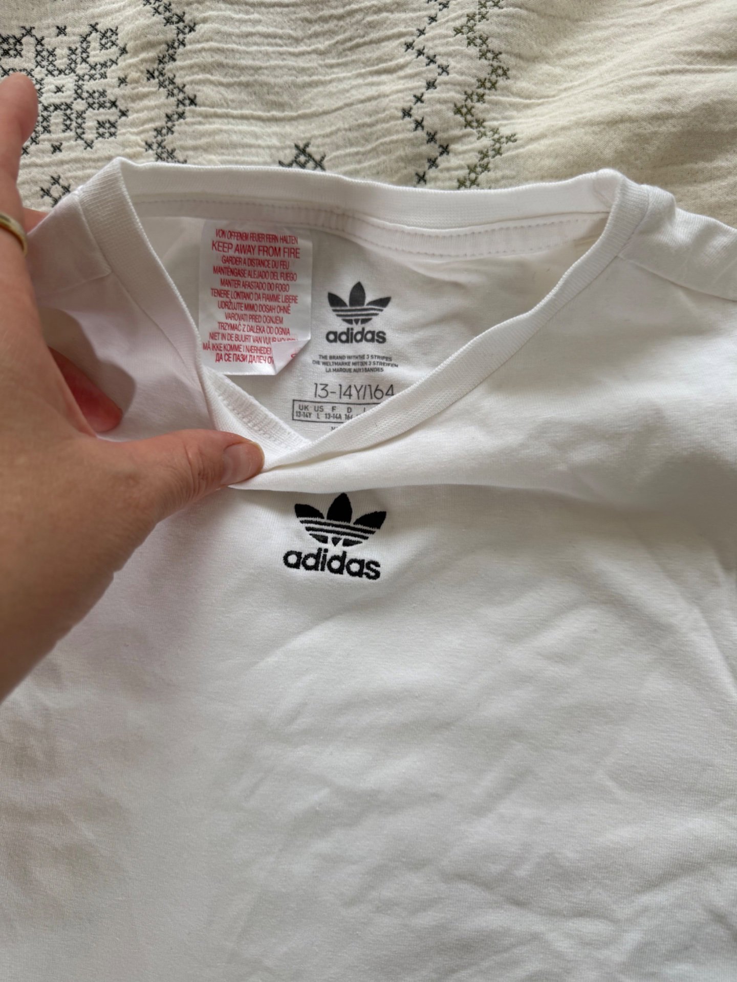 Adidas White Cropped Sleeveless Tank Top with Black Stripes, Adidas, 13-14 years, Excellent condition — preloved on SilentSale®
