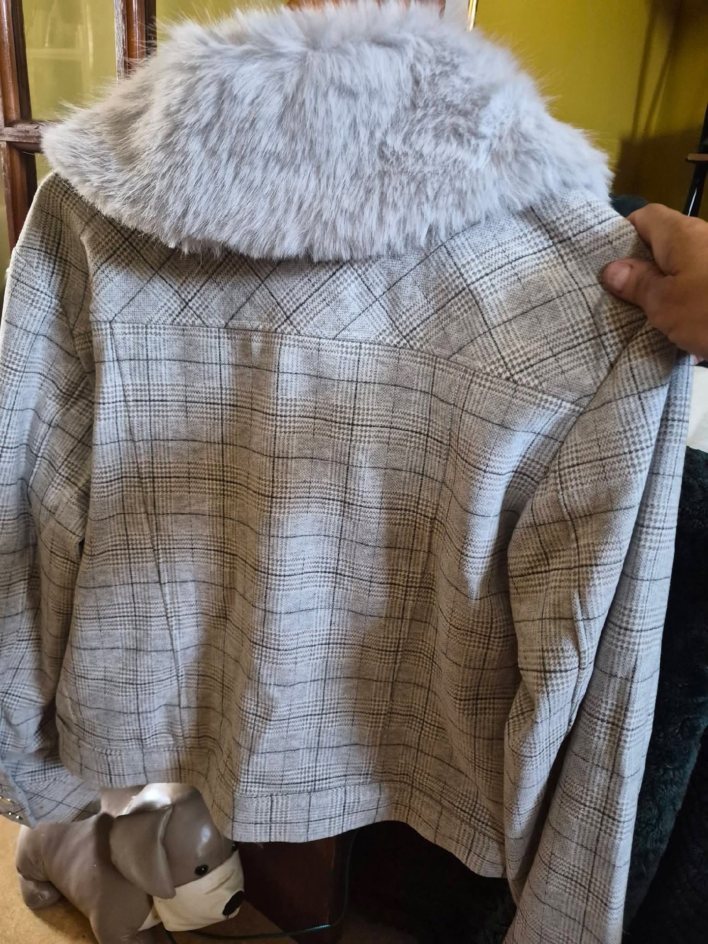 Maeve Check Faux Fur Collar Jacket – Size S, Maeve, S, New condition — preloved on SilentSale®