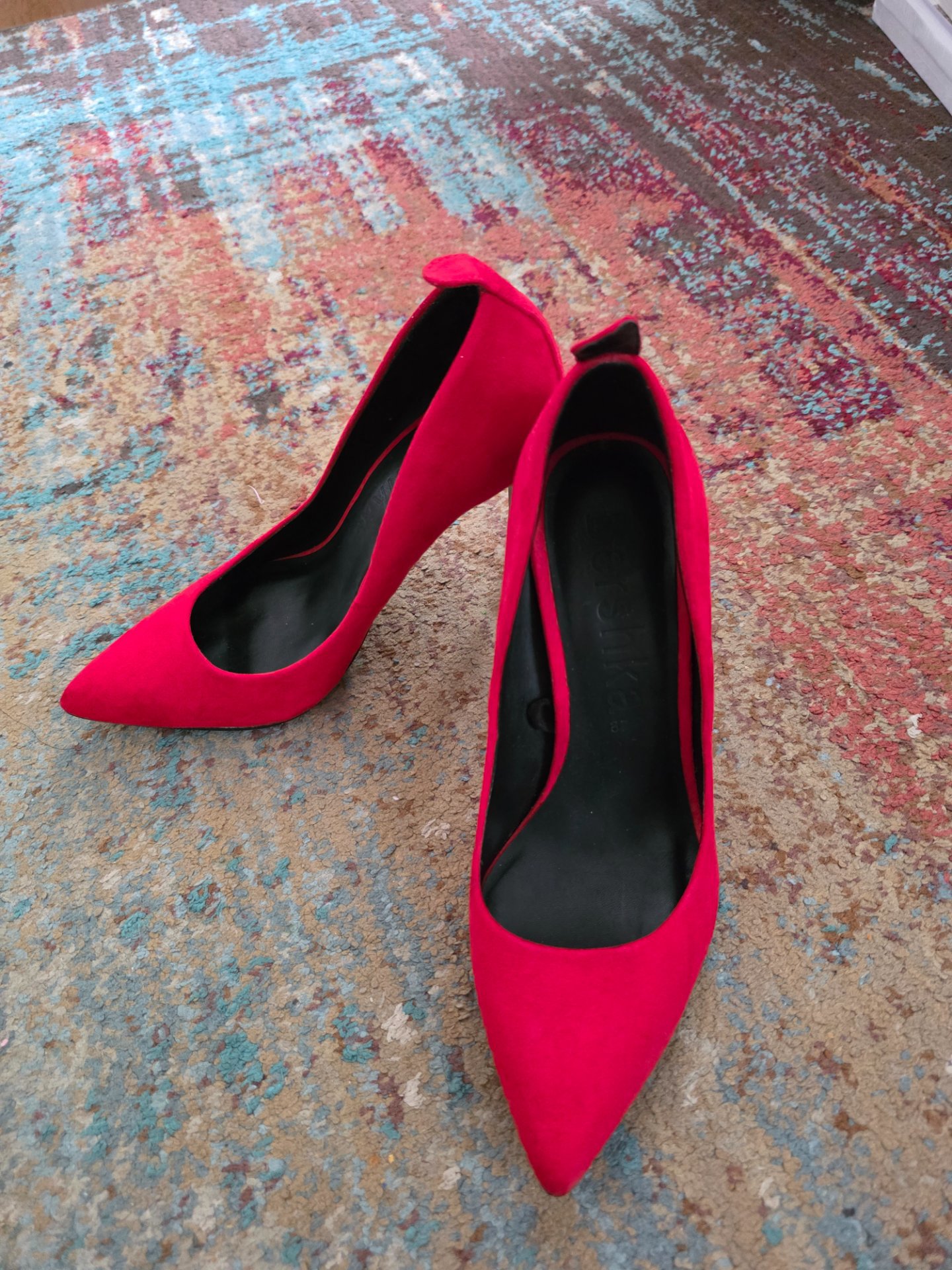 Red Suede Bershka Effect High Heel Court Shoes, Bershka, 4, Excellent condition — preloved on SilentSale®