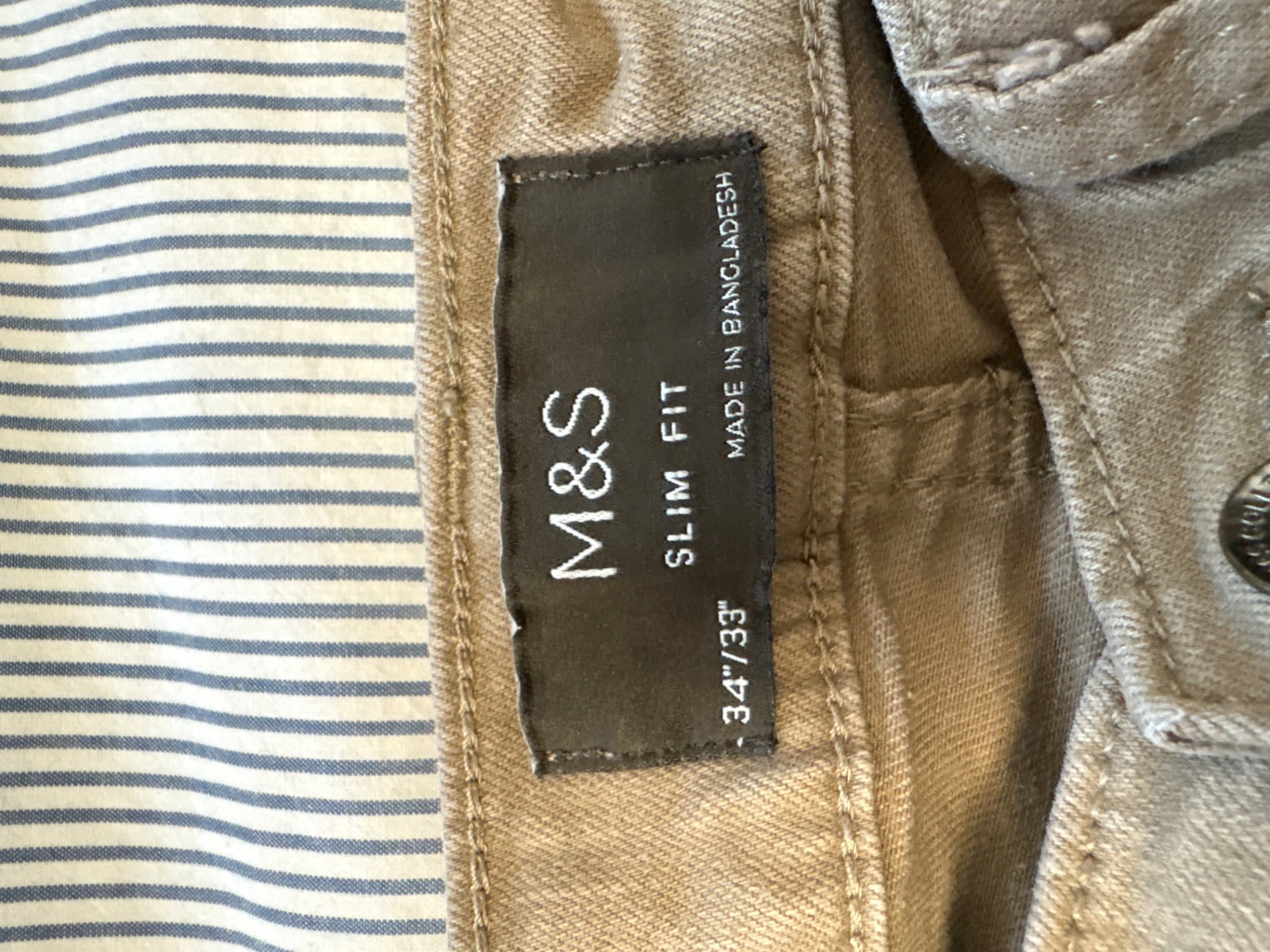 M&S Men's Beige Casual Trousers, Marks & Spencer, W34 L34, Good condition — preloved on SilentSale®