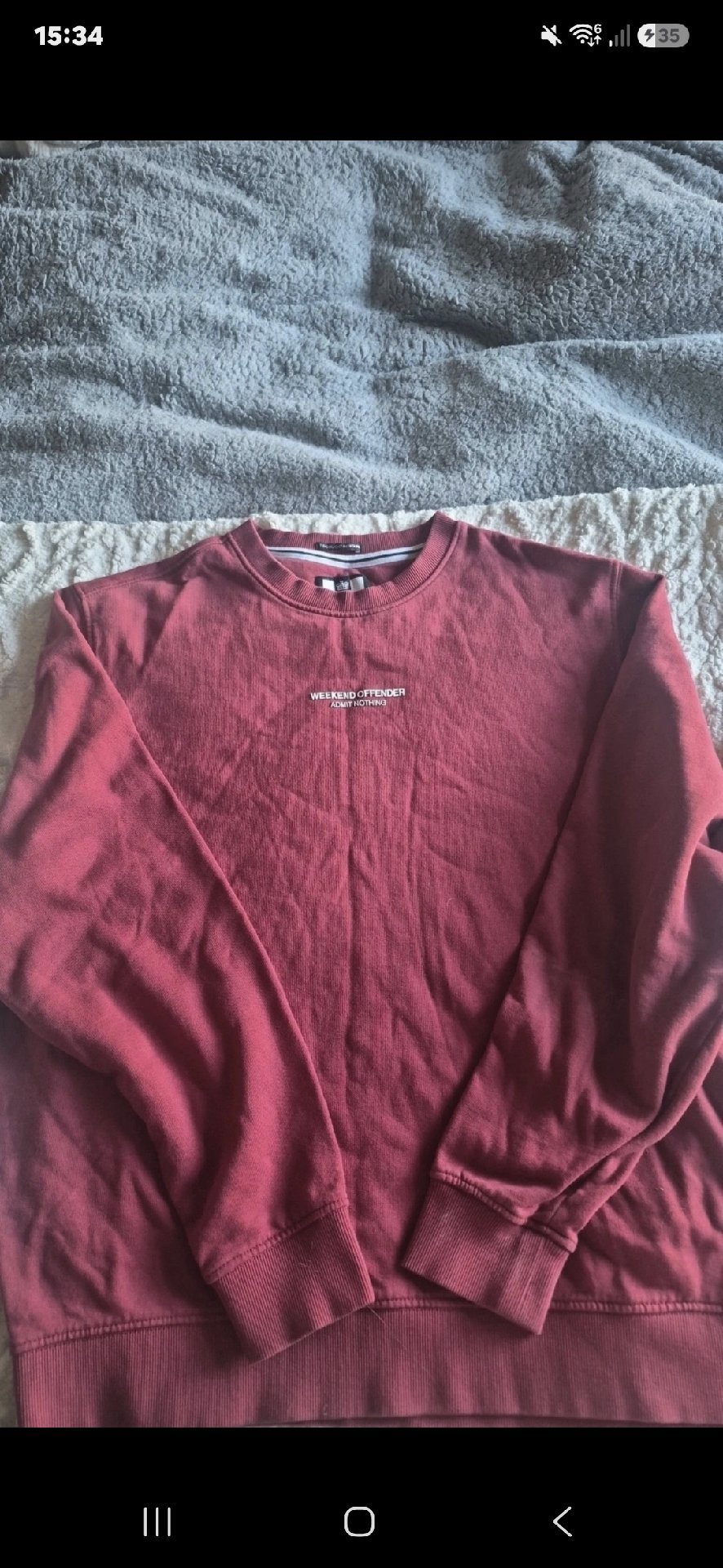 Weekend Offender Red Admit Nothing Sweatshirt – Large, Weekend Offender, L, Excellent condition — preloved on SilentSale®