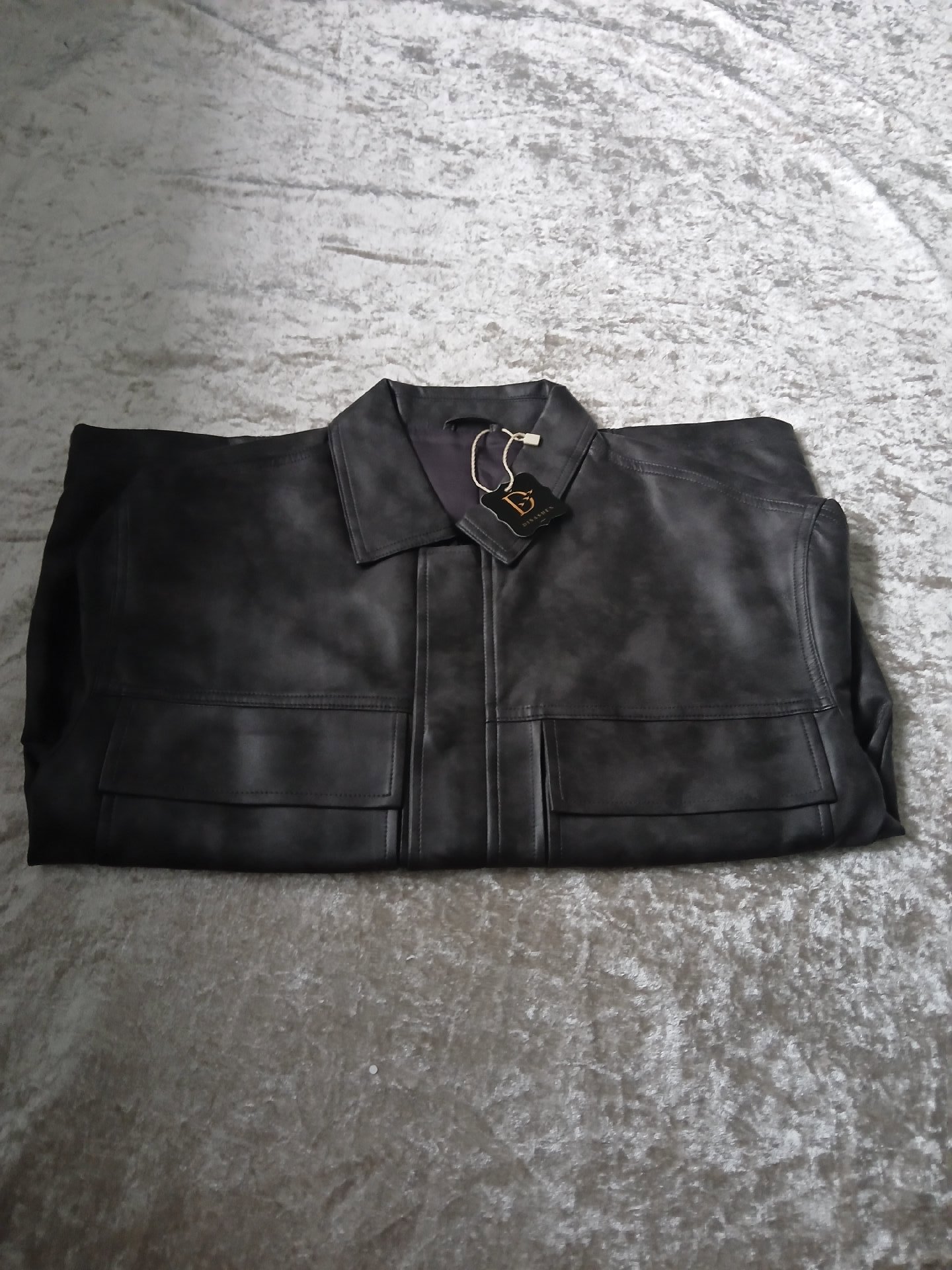 Dark Grey Faux Leather Utility Jacket — Size M, Unbranded, M (53-55cm), Like New condition — preloved on SilentSale®