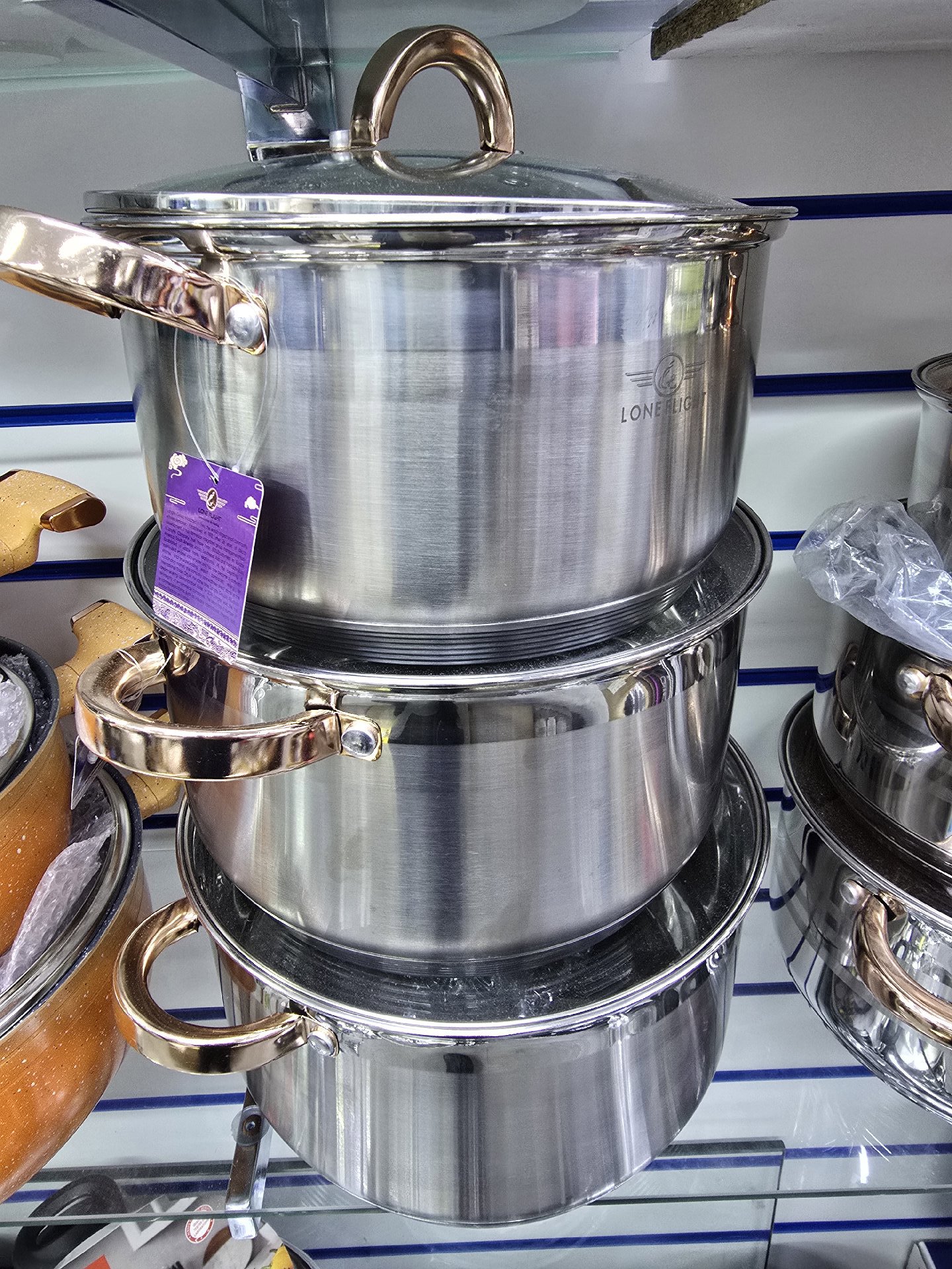 Lone High Stainless Steel Cooking Pot Set with Glass Lid, Lone High, One Size, New condition — preloved on SilentSale®