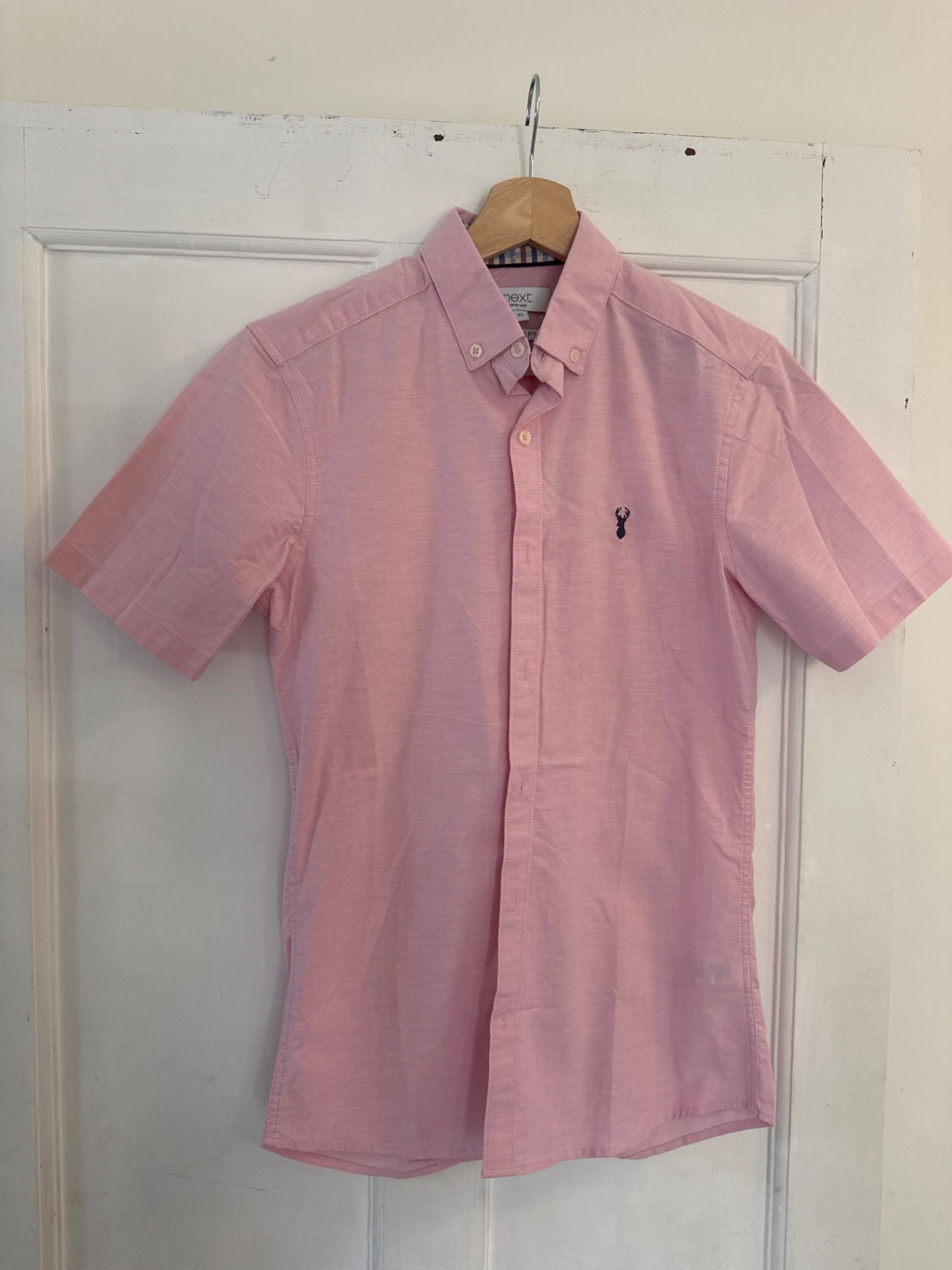 Pink Short Sleeve Button-Down Shirt – Size M, Next, XS, Excellent condition — preloved on SilentSale®