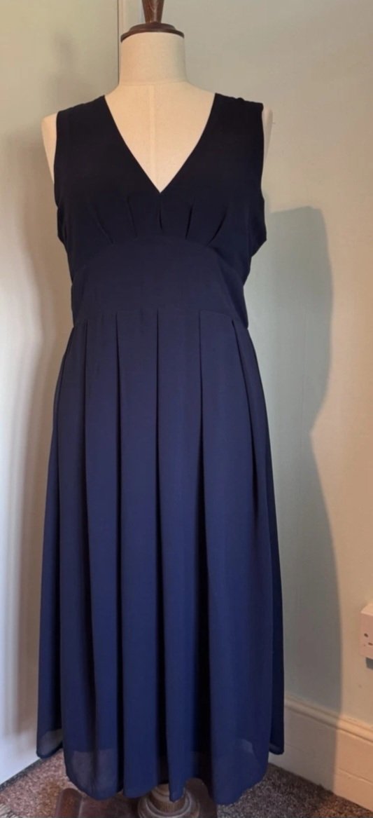 Navy Blue Sleeveless Midi Dress, NAVY, 10, New condition — preloved on SilentSale®