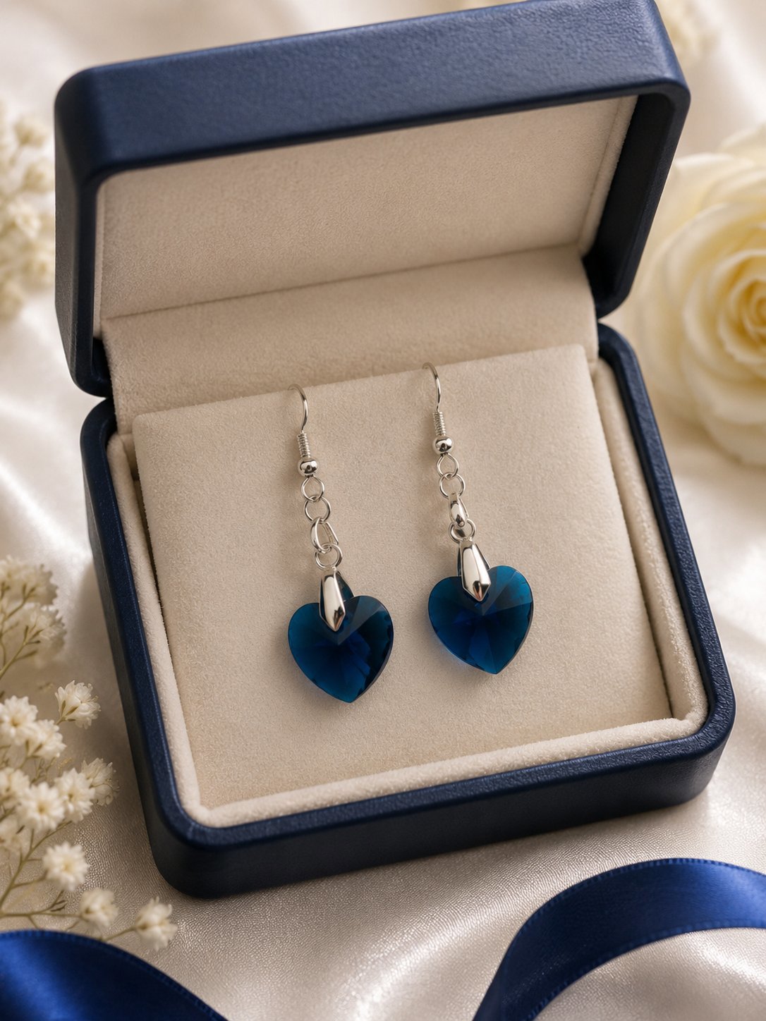 Blue Heart Crystal Pendant Necklace and Earrings Set, Unbranded, A, New condition — preloved on SilentSale®