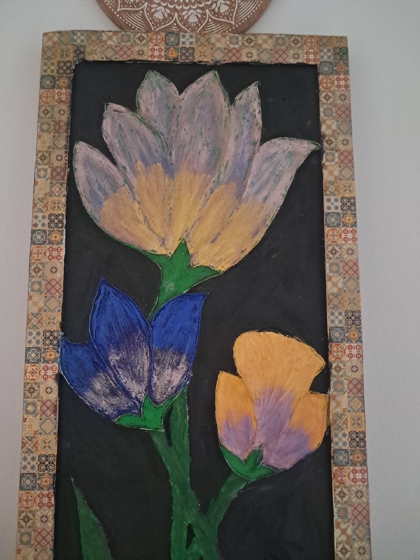 Handmade Floral Wall Art Panel with Mosaic Frame, Handmade, One Size, Excellent condition — preloved on SilentSale®