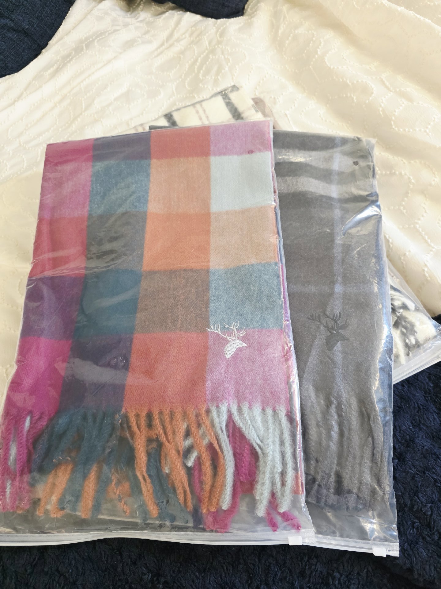  Wool Blend Scarves with Deer Embroidery, Unbranded, One Size, New condition — preloved on SilentSale®