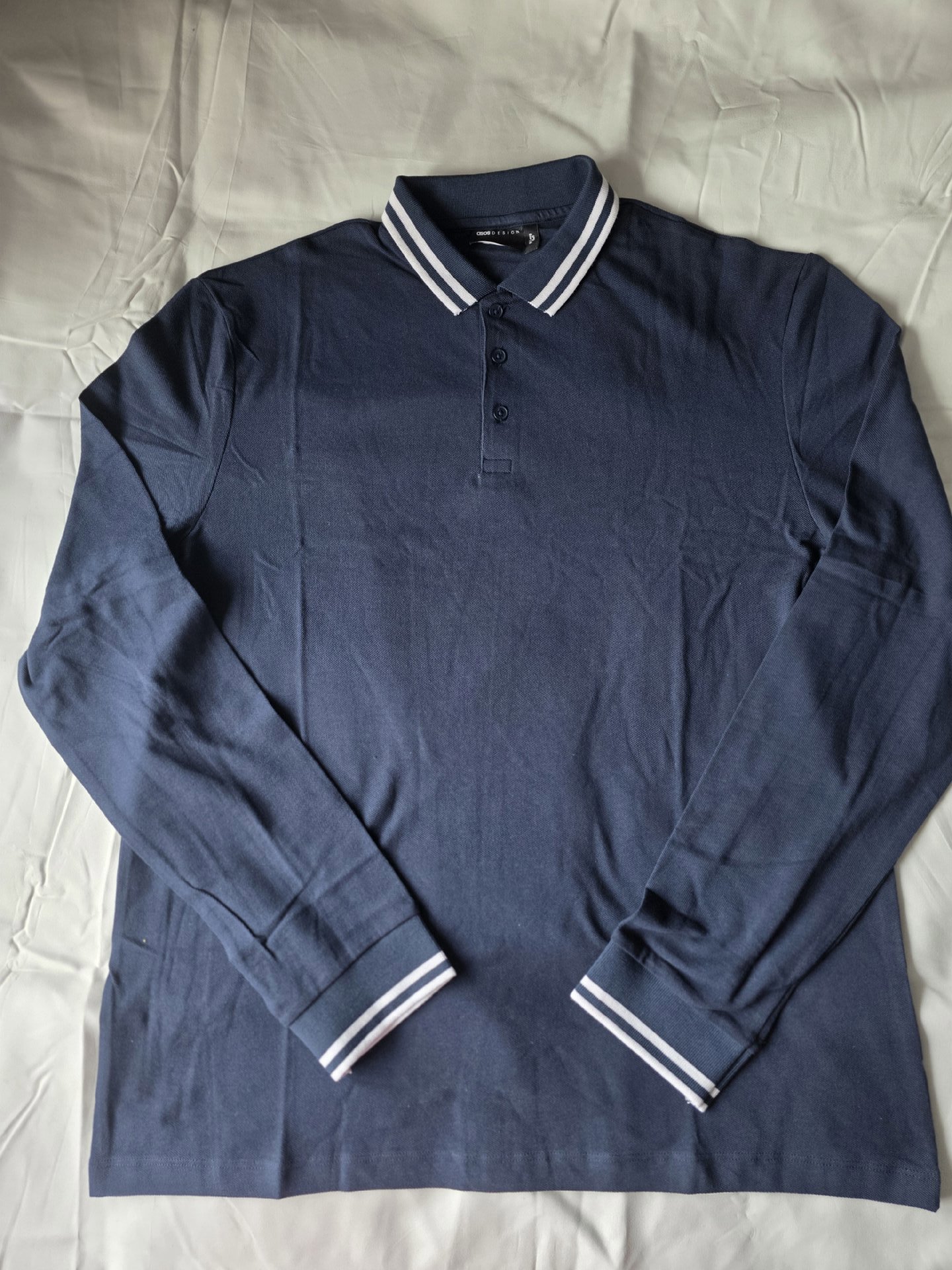 Men’s Navy Long Sleeve Polo, ASOS Design, S, New condition — preloved on SilentSale®