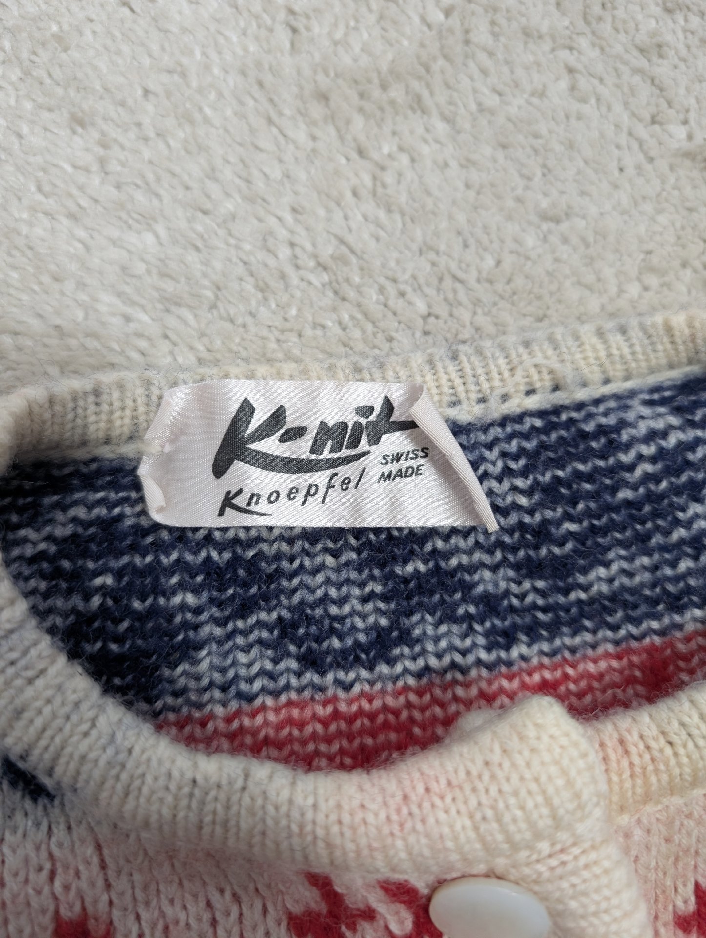 K-knit Swiss Made Fair Isle Wool Cardigan, K-knit, 40, Good condition — preloved on SilentSale®
