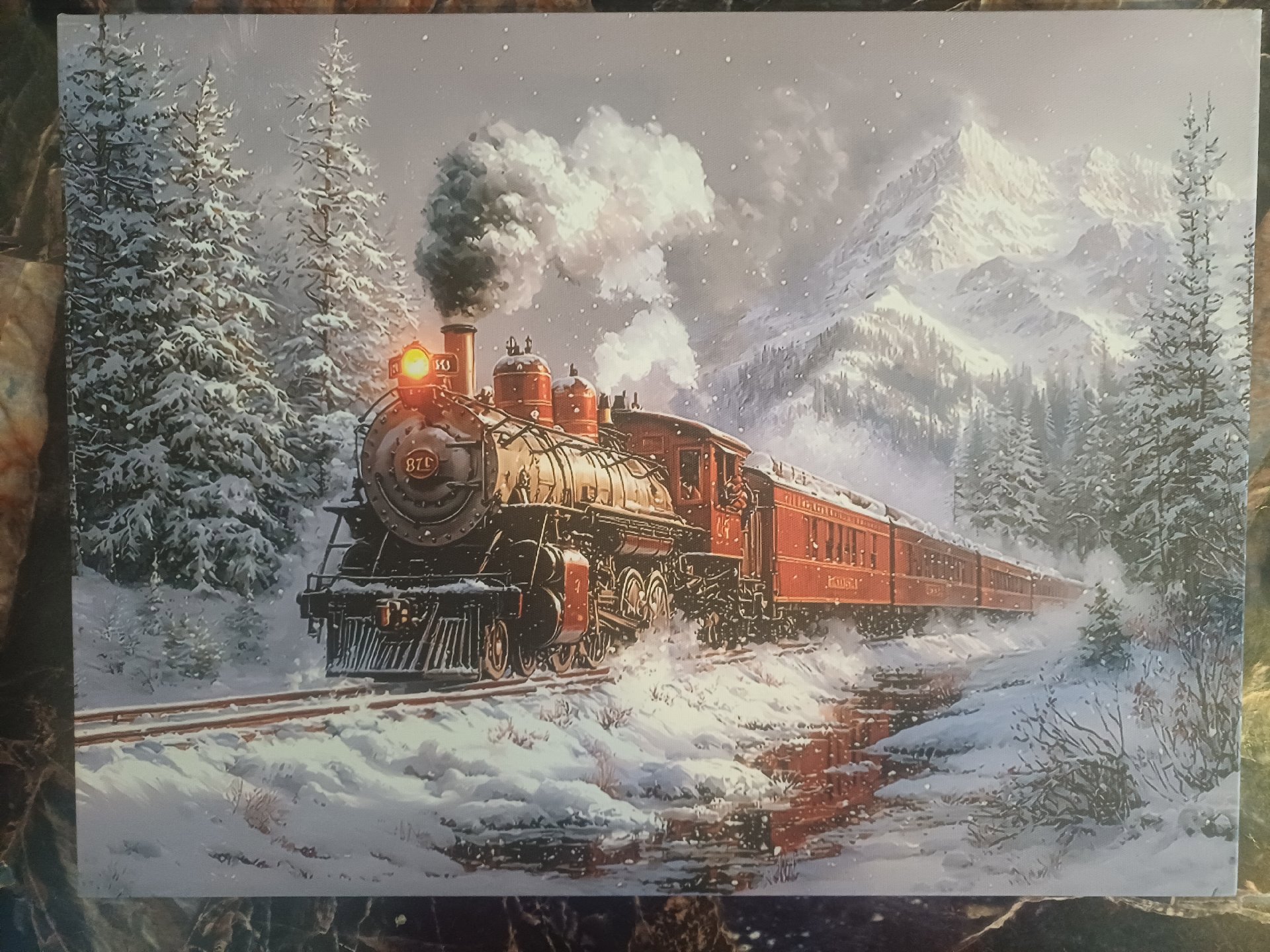 Winter Steam Train Canvas Wall Art Painting, Canvas, One Size, Excellent condition — preloved on SilentSale®