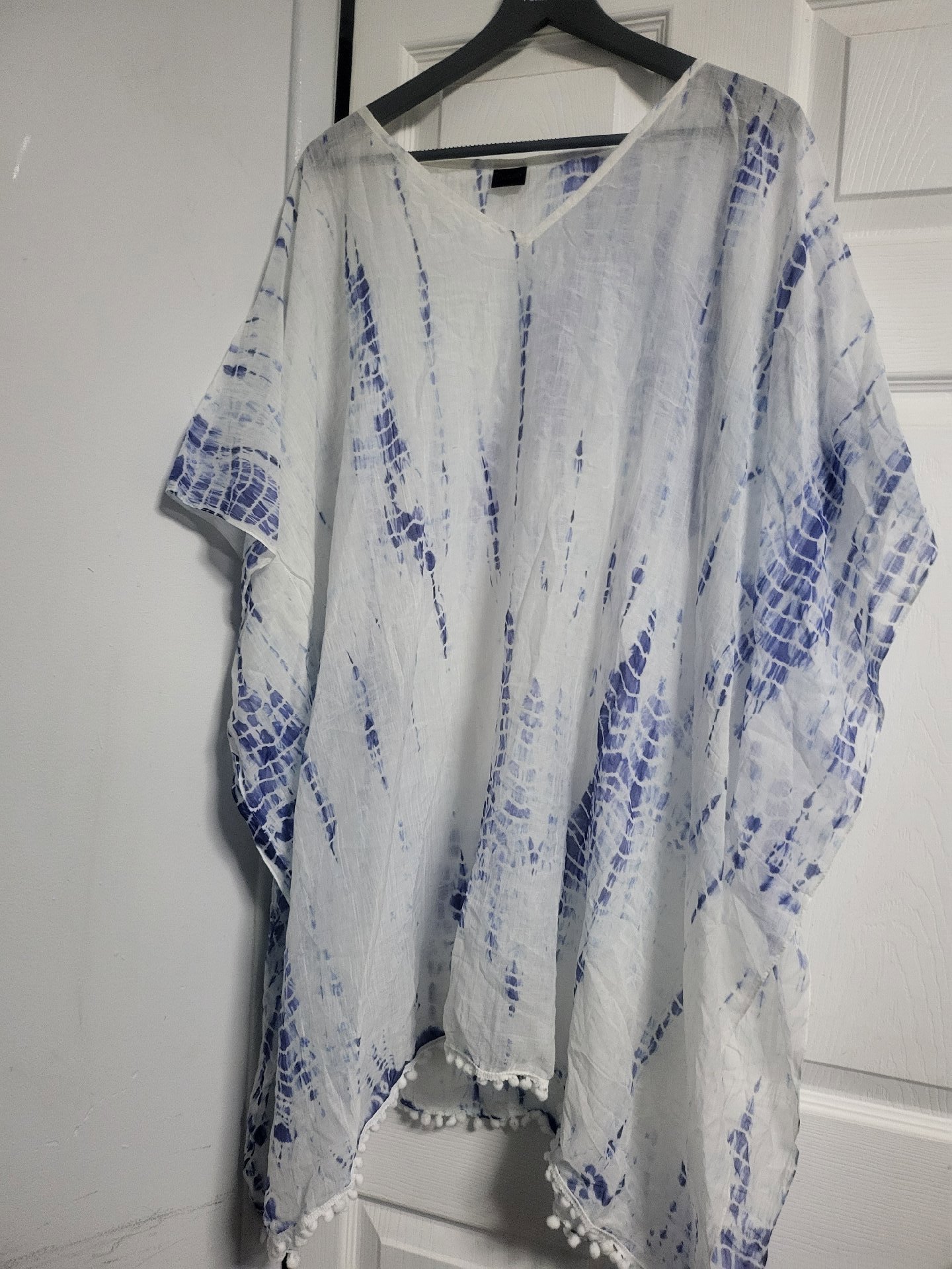 Dutalli Blue Tie Dye Pom Pom Kaftan Top, Dutalli, 16, Excellent condition — preloved on SilentSale®